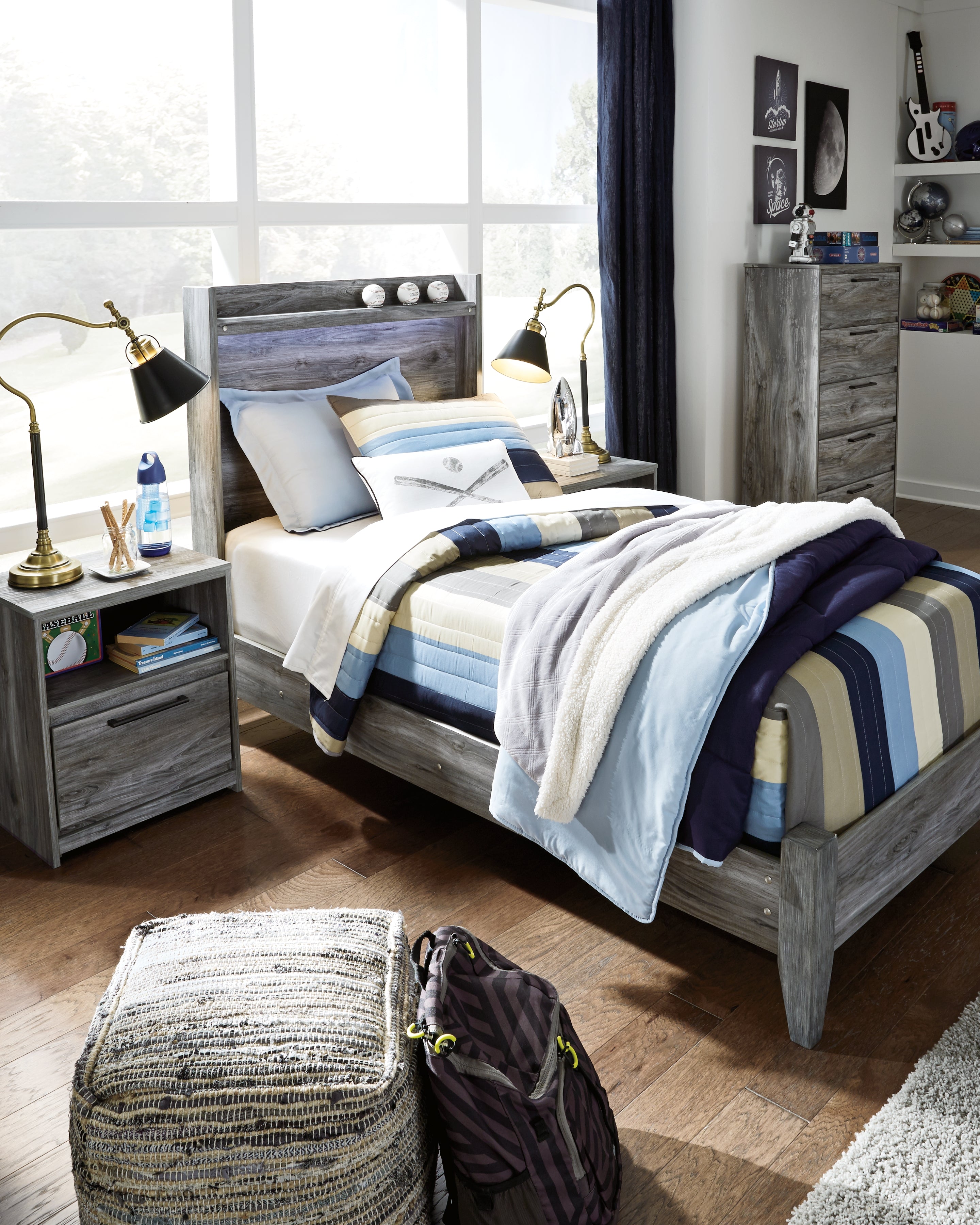 Sectionals for Less - Ashley Furniture - Baystorm Bedroom - Twin Panel Bed / Gray - B221B20