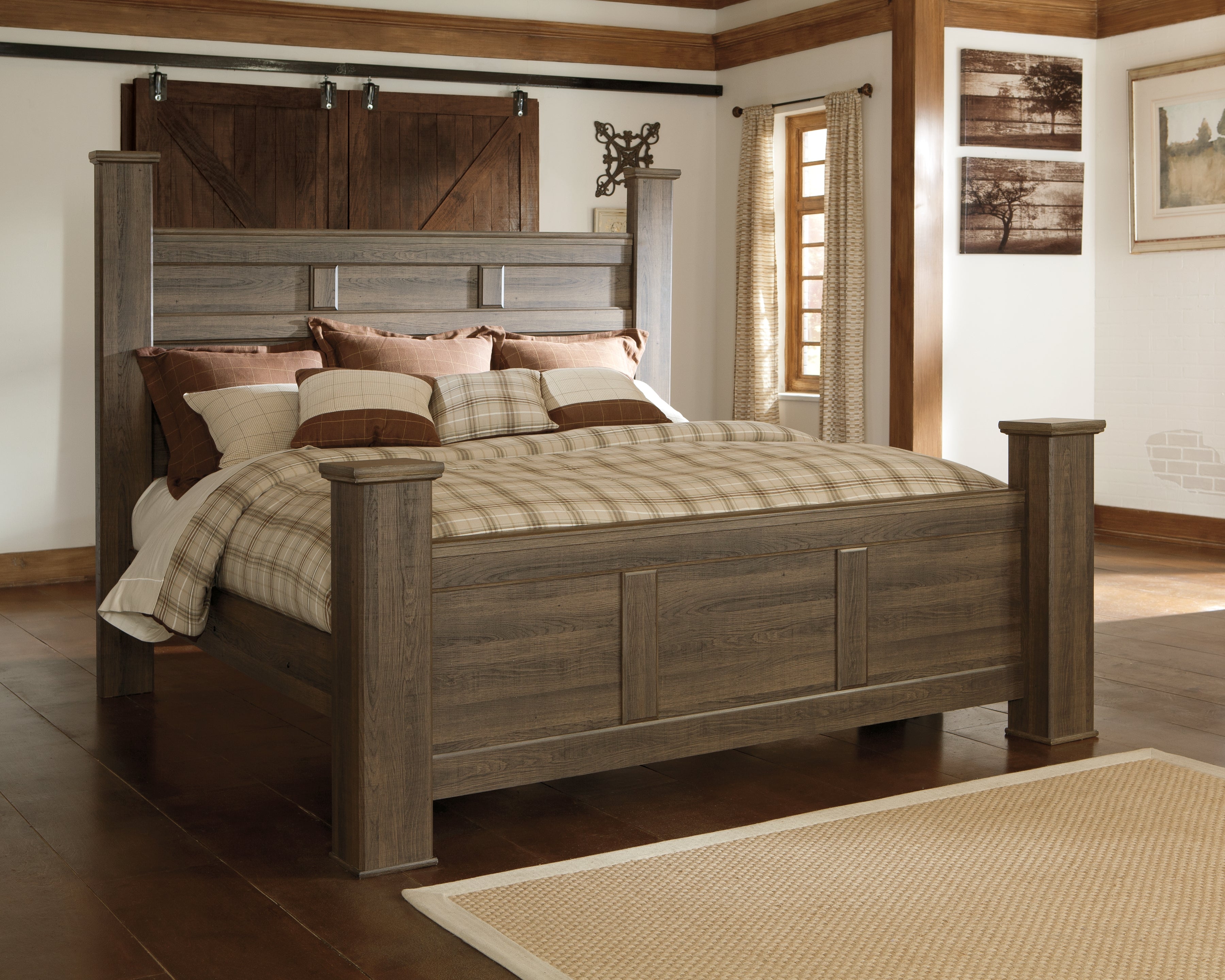 Sectionals for Less - Ashley Furniture - Juararo Bedroom - California King Poster Bed / Dark Brown - B251B12