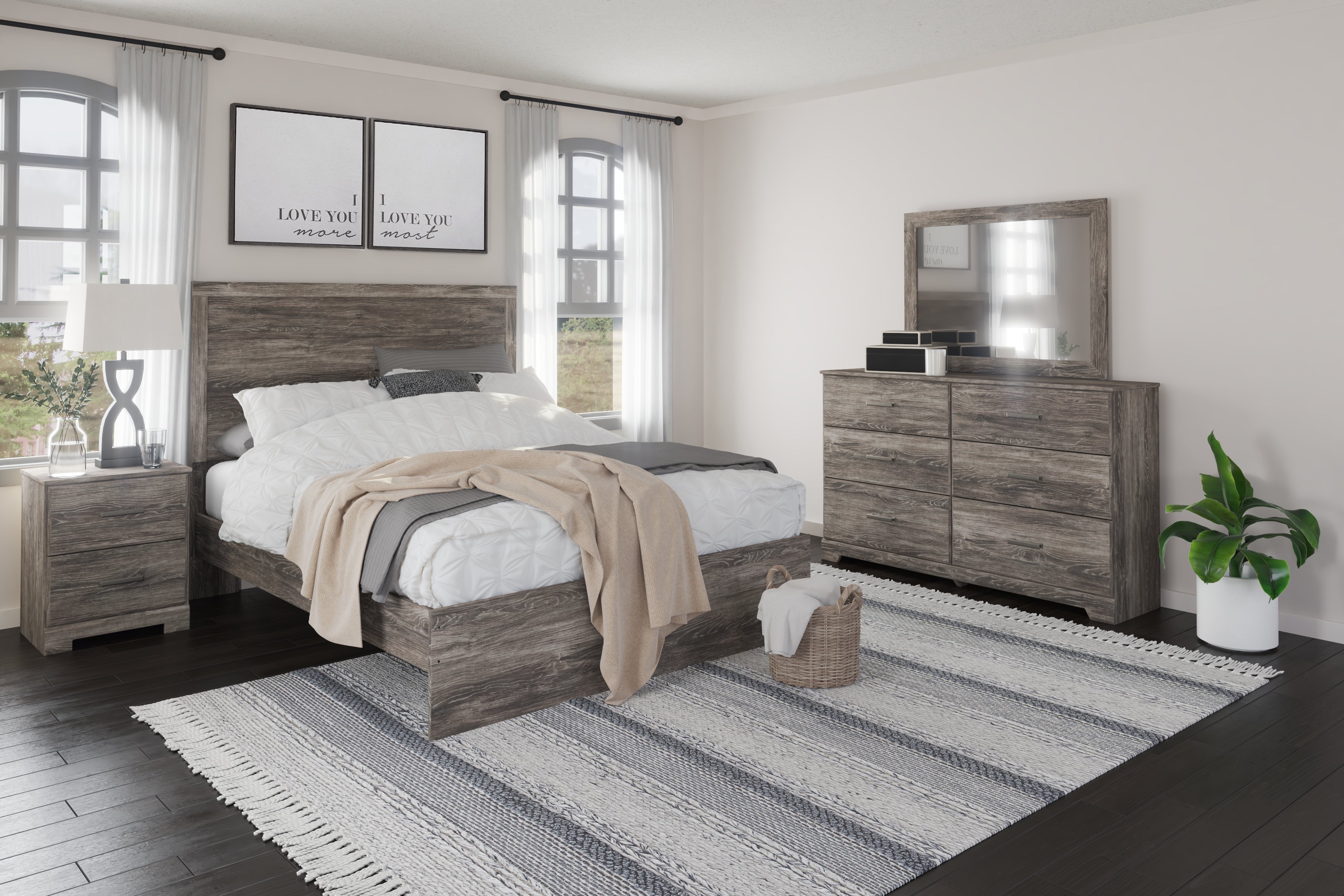 Sectionals for Less - Ashley Furniture - Ralinksi Bedroom - Two Drawer Night Stand / Gray - B2587-92