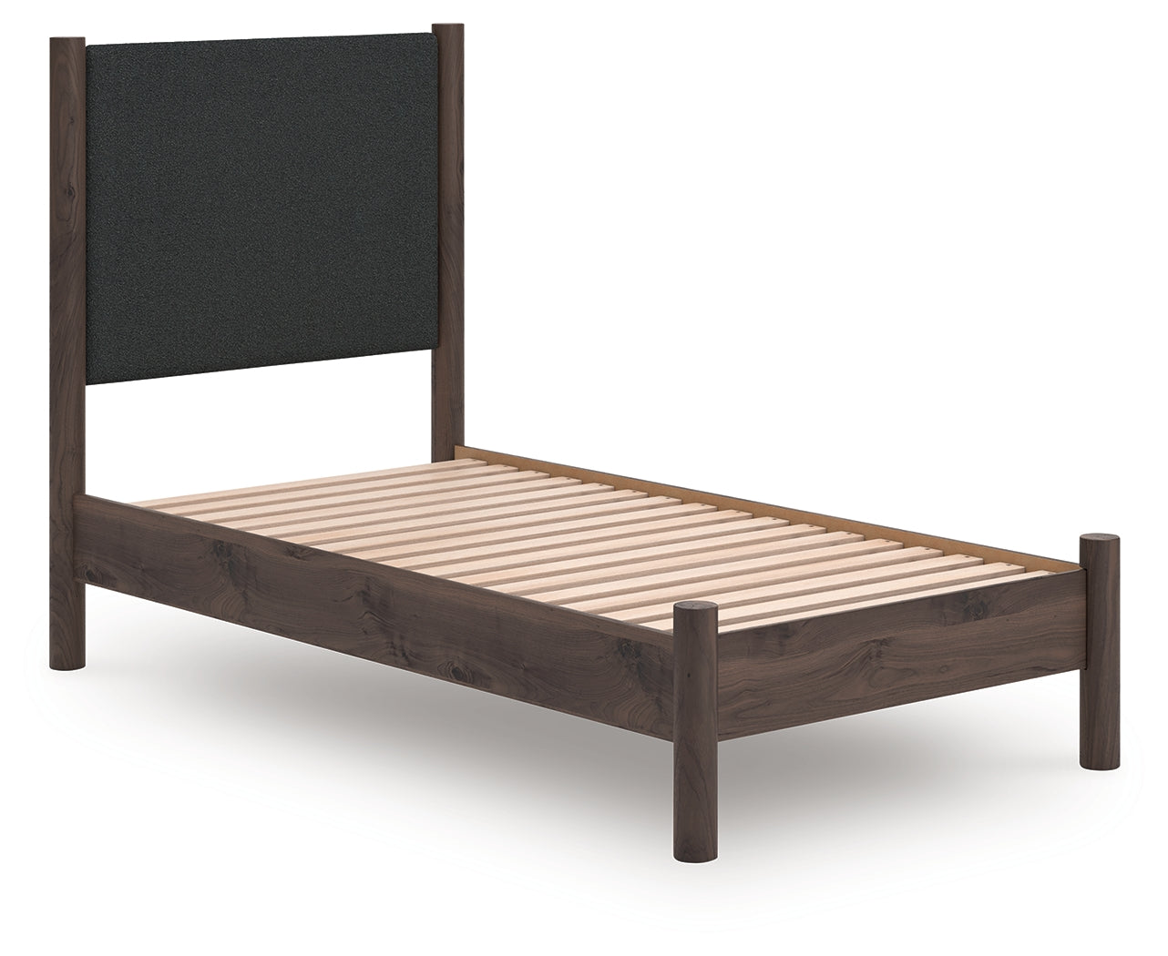 Sectionals for Less - Ashley Furniture - Pamytta Bedroom - Twin Upholstered Panel Platform Bed / Brown - PCB2614B8