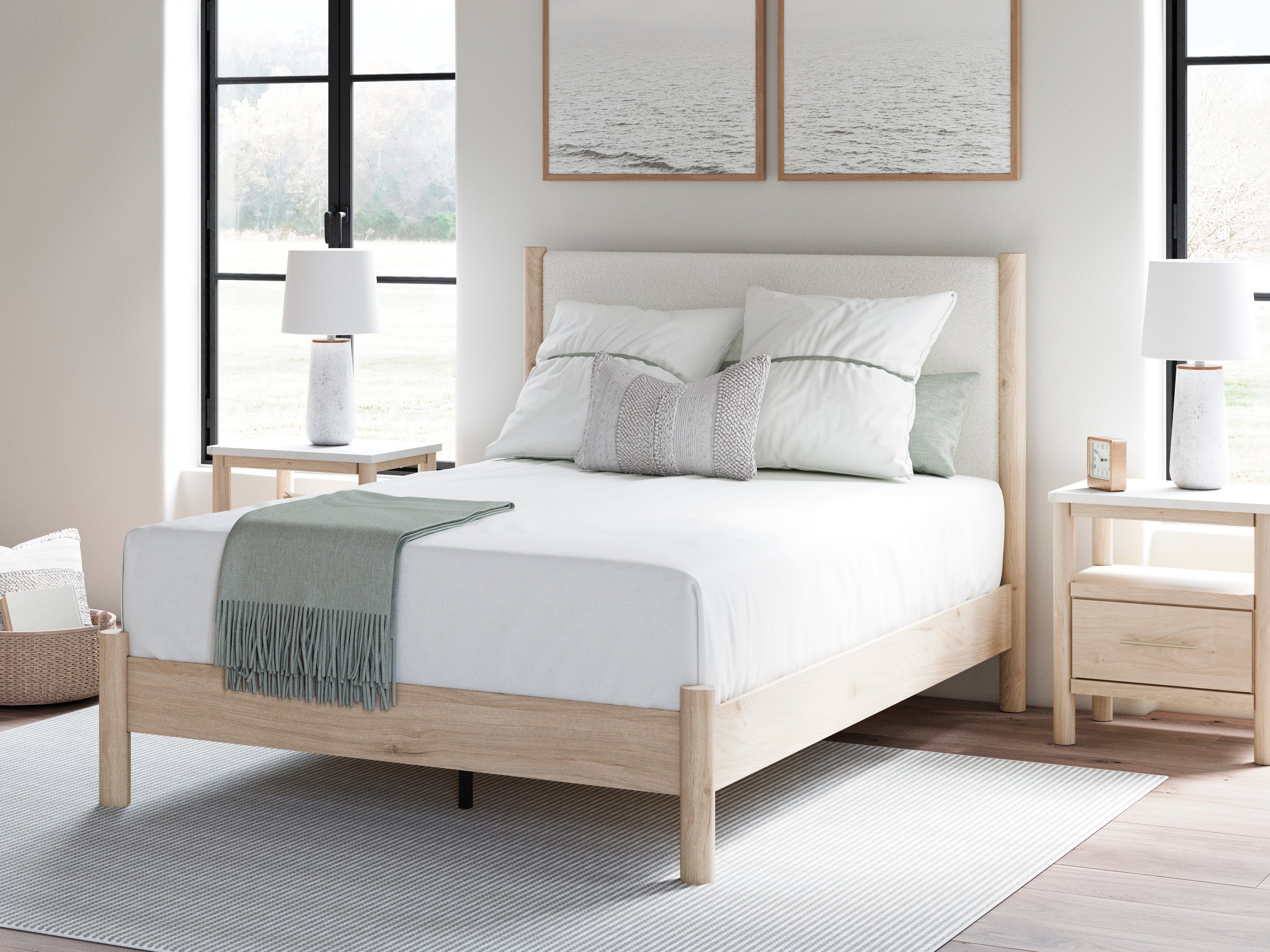 Sectionals for Less - Ashley Furniture - Cadmori Bedroom - Queen Upholstered Panel Bed / Two-tone - B2615B4