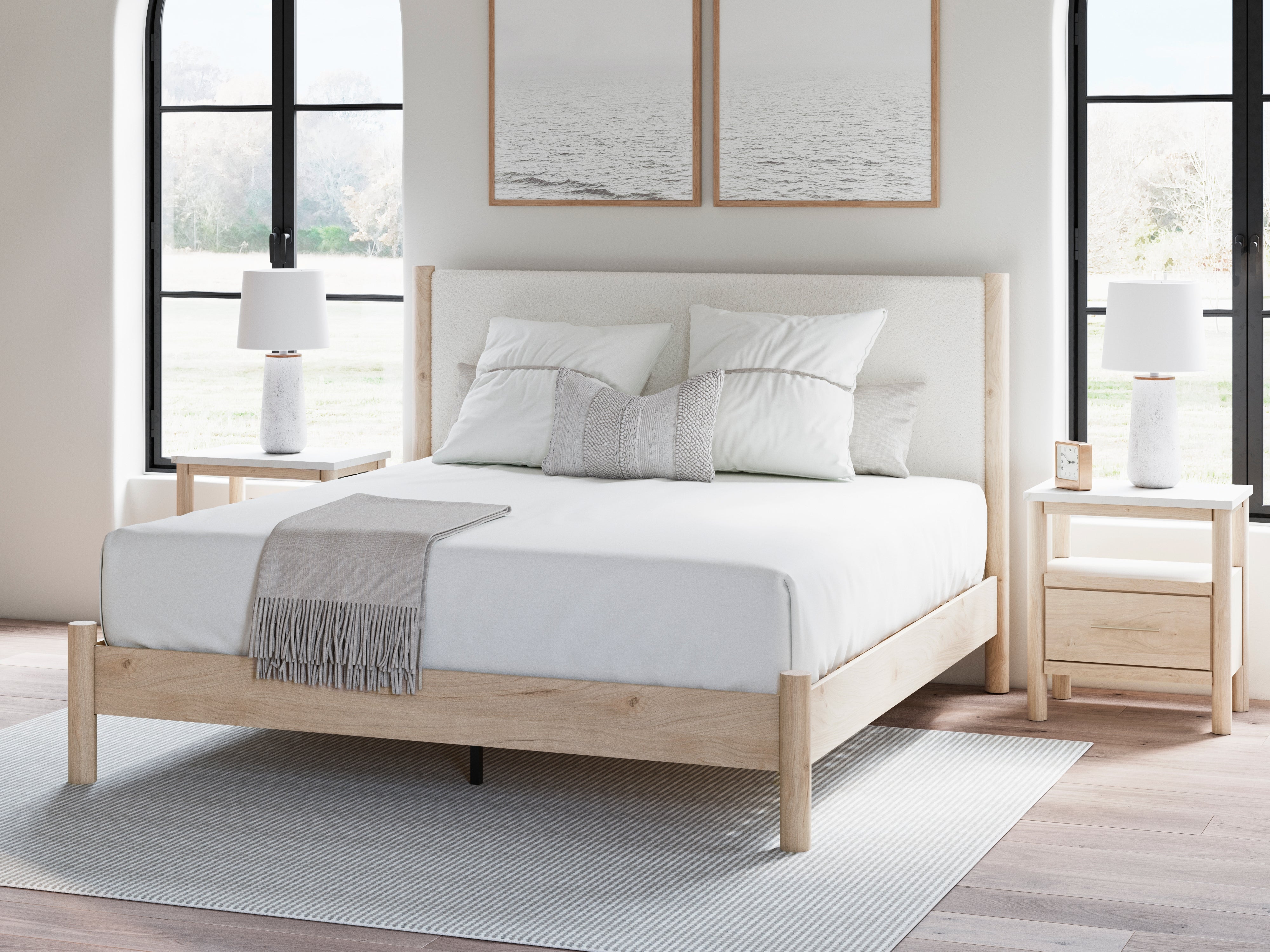 Sectionals for Less - Ashley Furniture - Cadmori Bedroom - King Upholstered Panel Bed / Two-tone - B2615B7