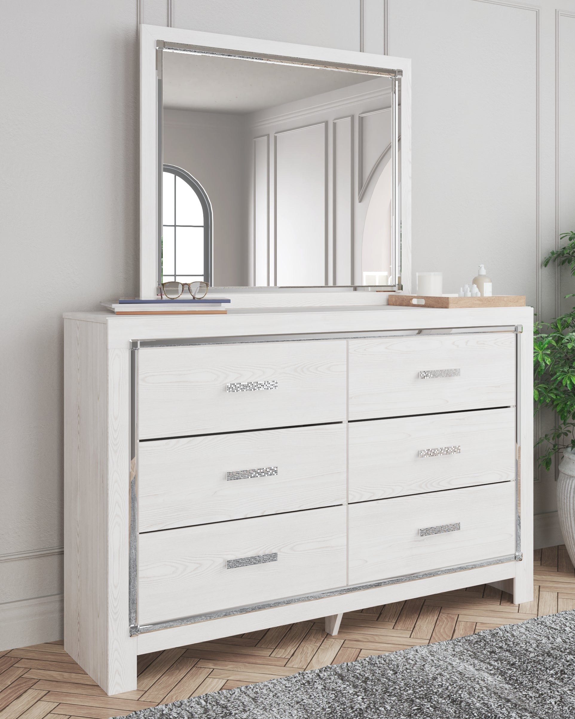 Sectionals for Less - Ashley Furniture - Altyra Bedroom - Dresser and Mirror / White - B2640B1