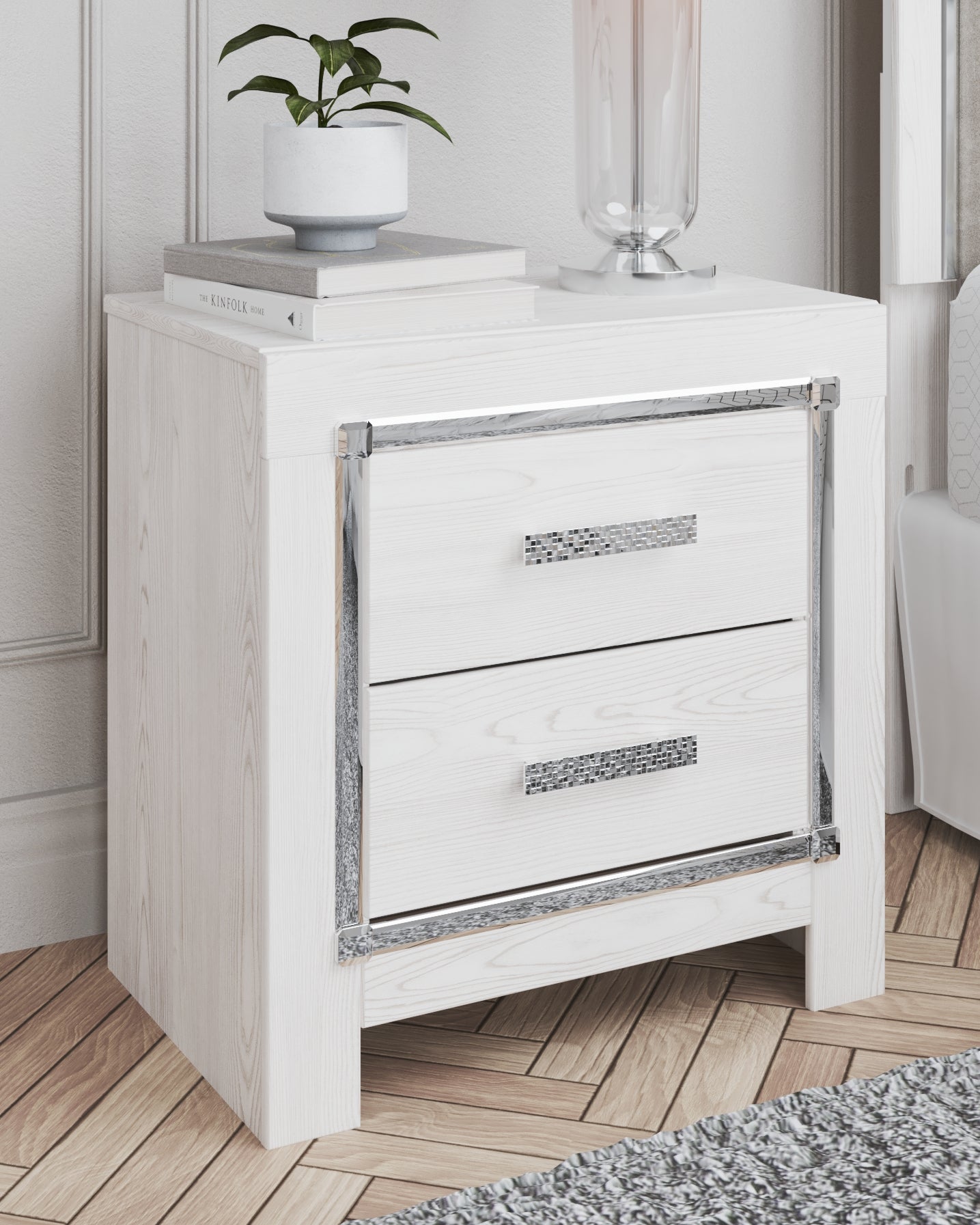 Sectionals for Less - Ashley Furniture - Altyra Bedroom - Two Drawer Night Stand / White - B2640-92