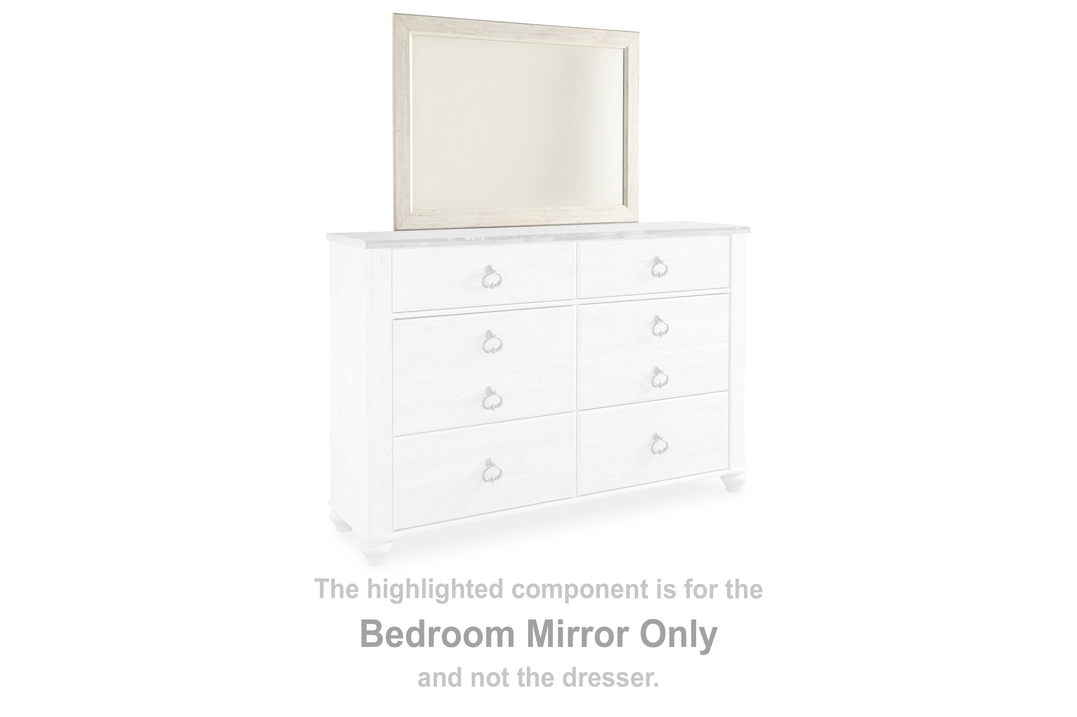 Sectionals for Less - Ashley Furniture - Willowton Bedroom - Bedroom Mirror / Whitewash - B267-36
