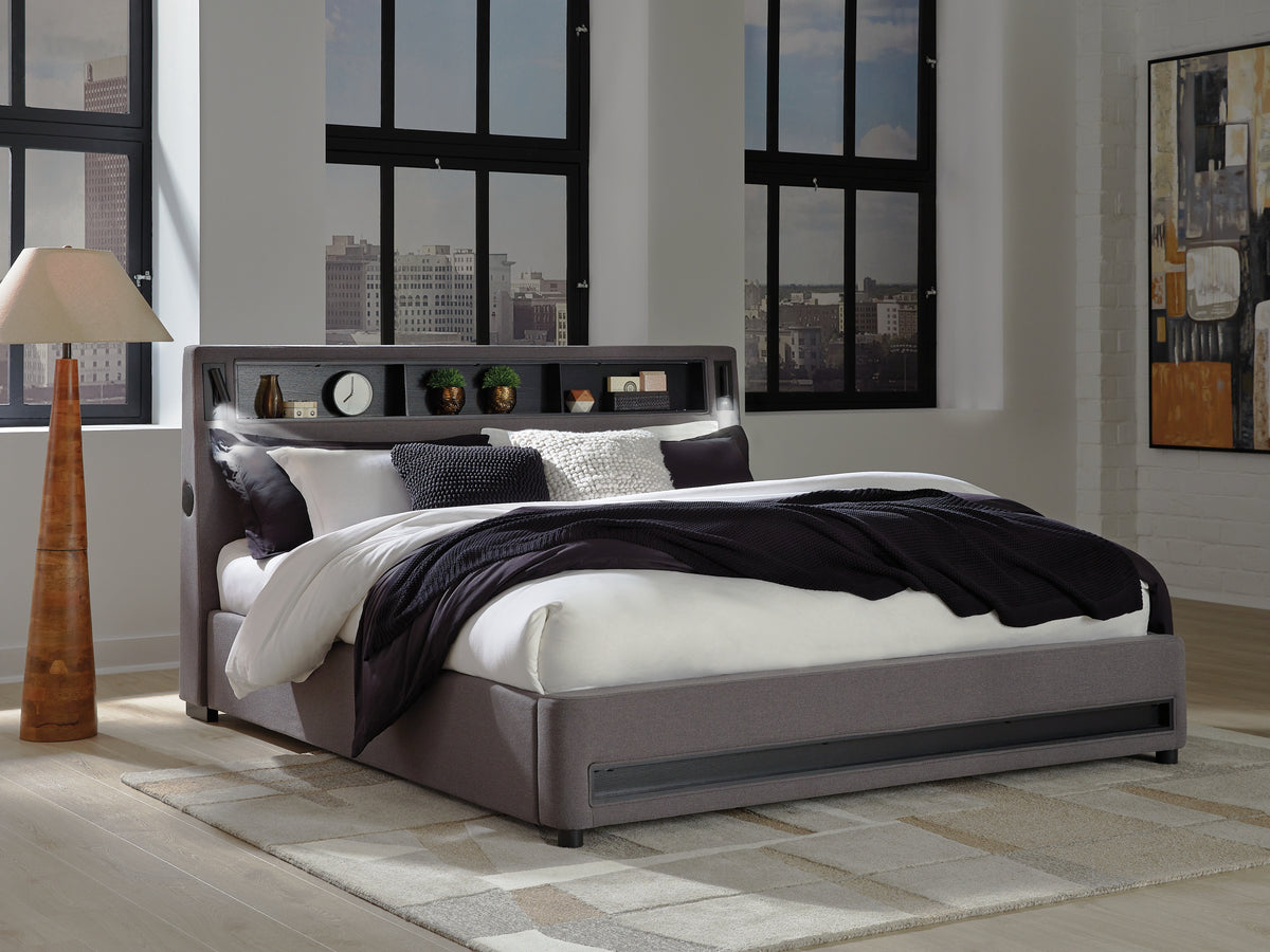 Sectionals for Less - Ashley Furniture - Verishaw Bedroom - King Upholstered Bed / Gray - PCB2721B21