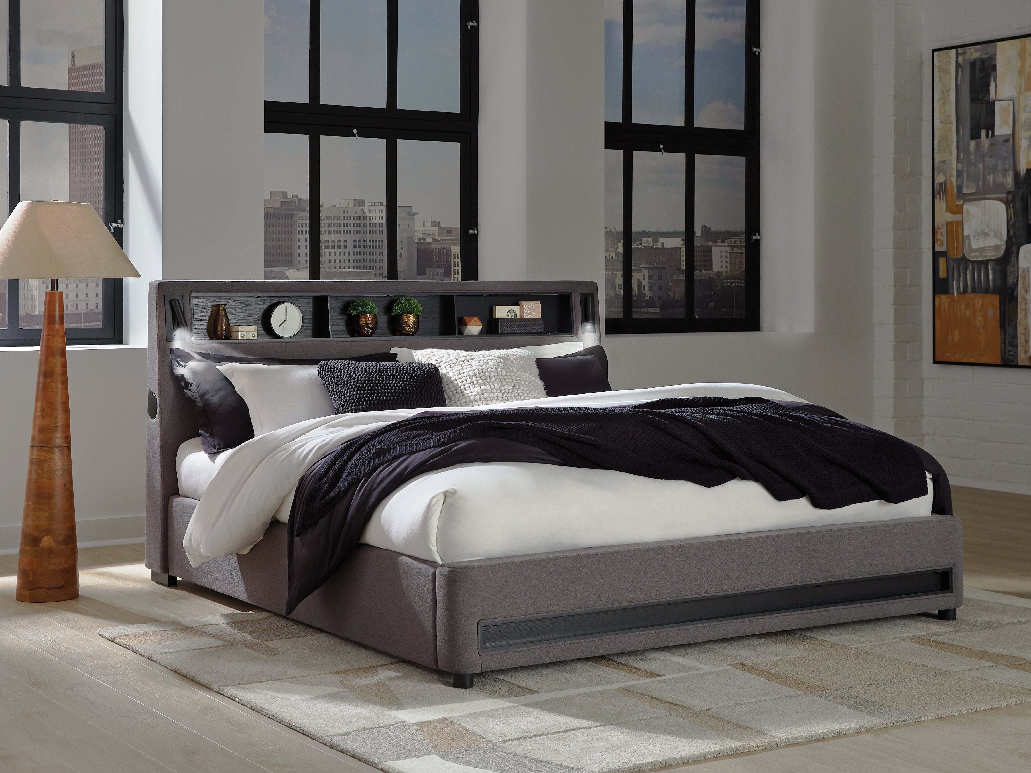 Sectionals for Less - Ashley Furniture - Verishaw Bedroom - King Upholstered Bed / Gray - PCB2721B21
