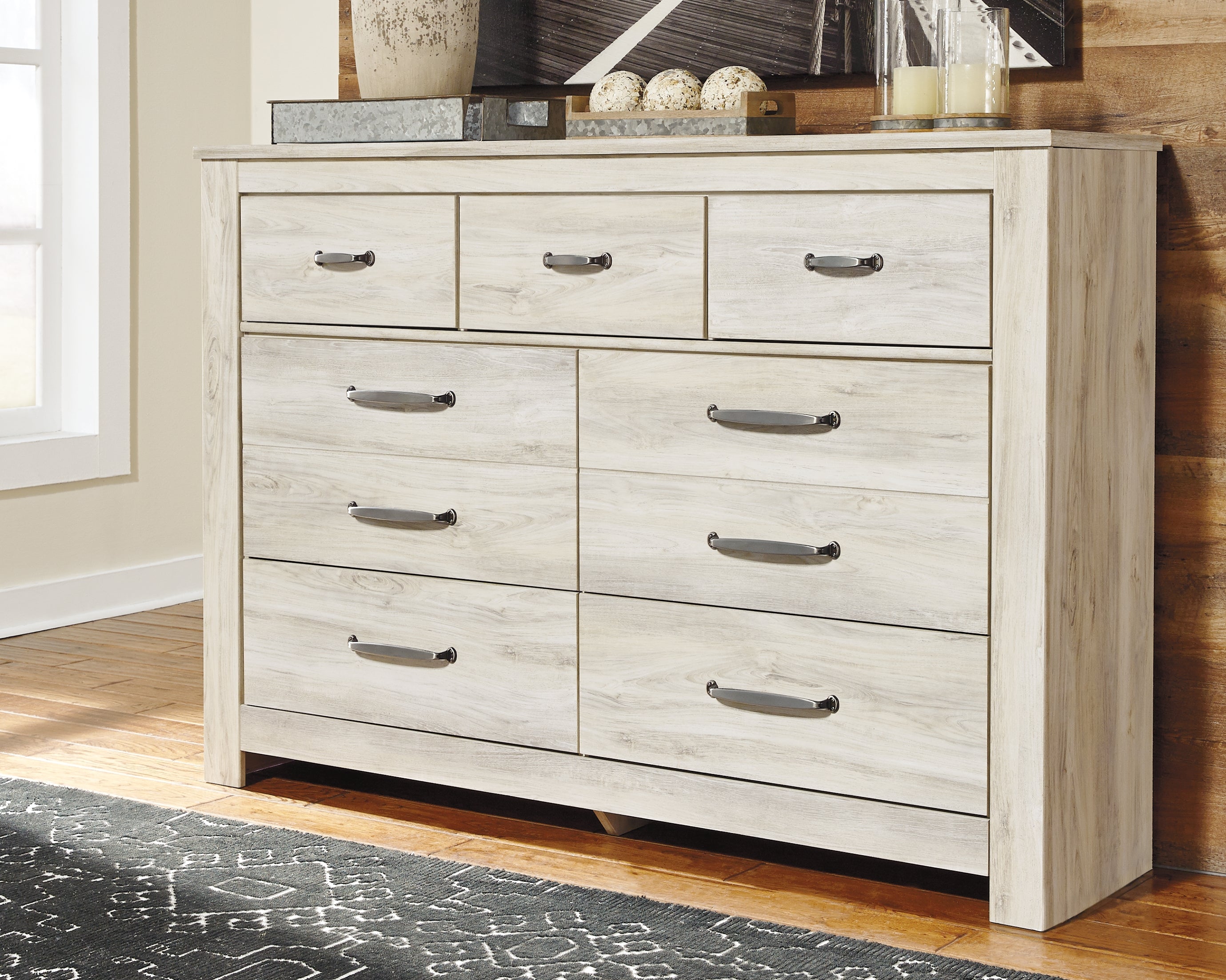 Sectionals for Less - Ashley Furniture - Bellaby Bedroom - Seven Drawer Dresser / Whitewash - B331-31