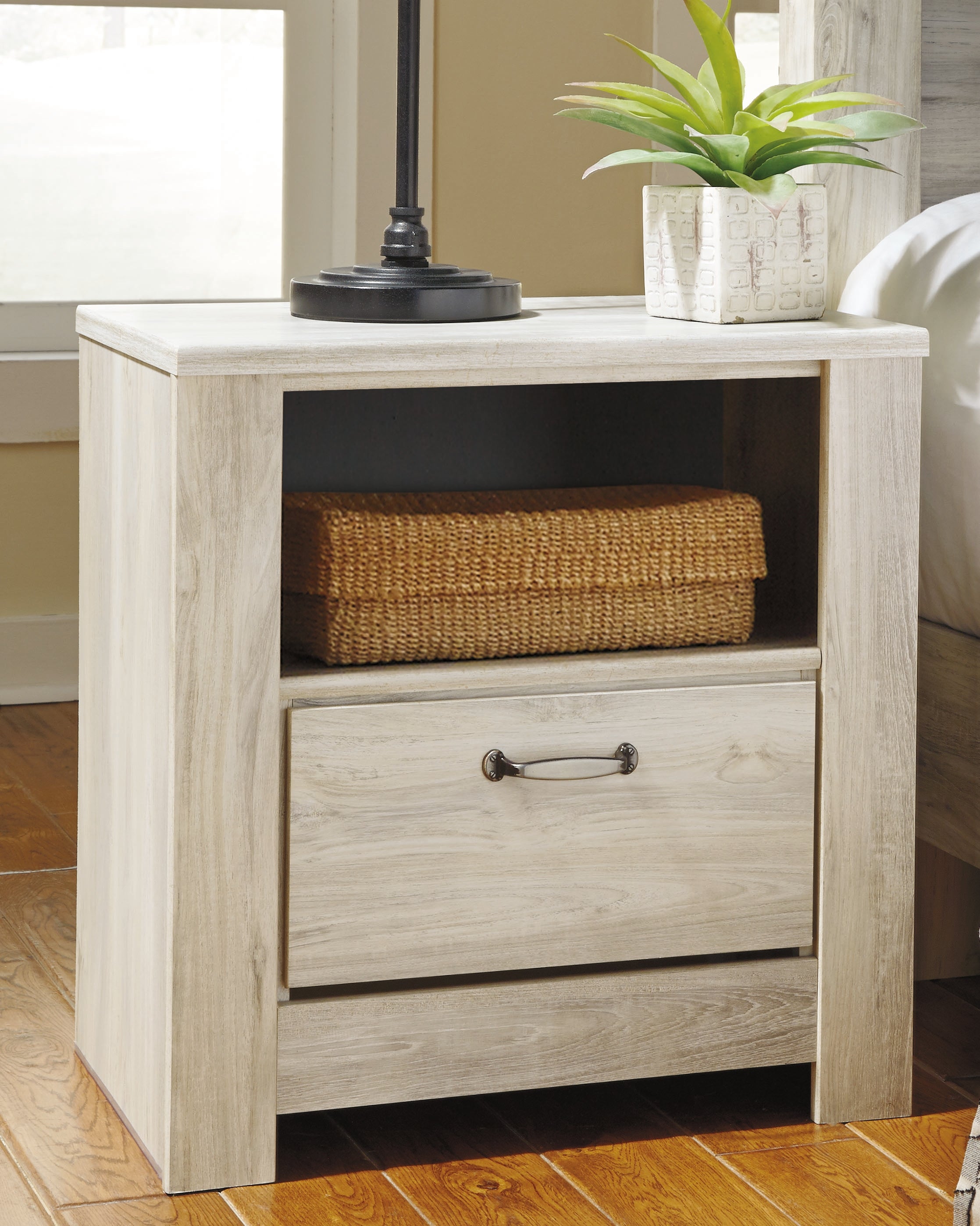 Sectionals for Less - Ashley Furniture - Bellaby Bedroom - One Drawer Night Stand / Whitewash - B331-91