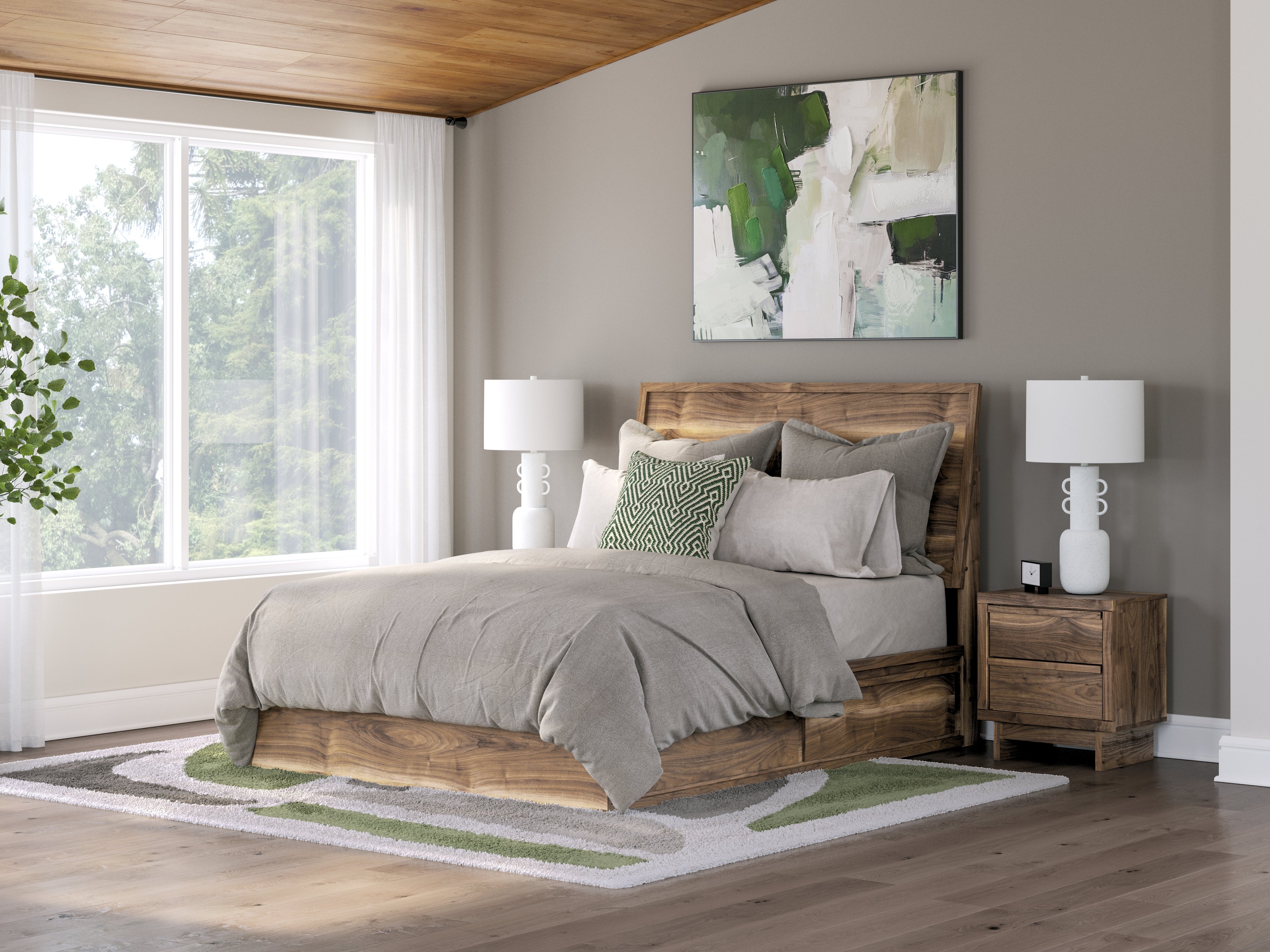Sectionals for Less - Ashley Furniture - Chirason Bedroom - Queen Panel Bed with Storage / Brown - PCB3367B4