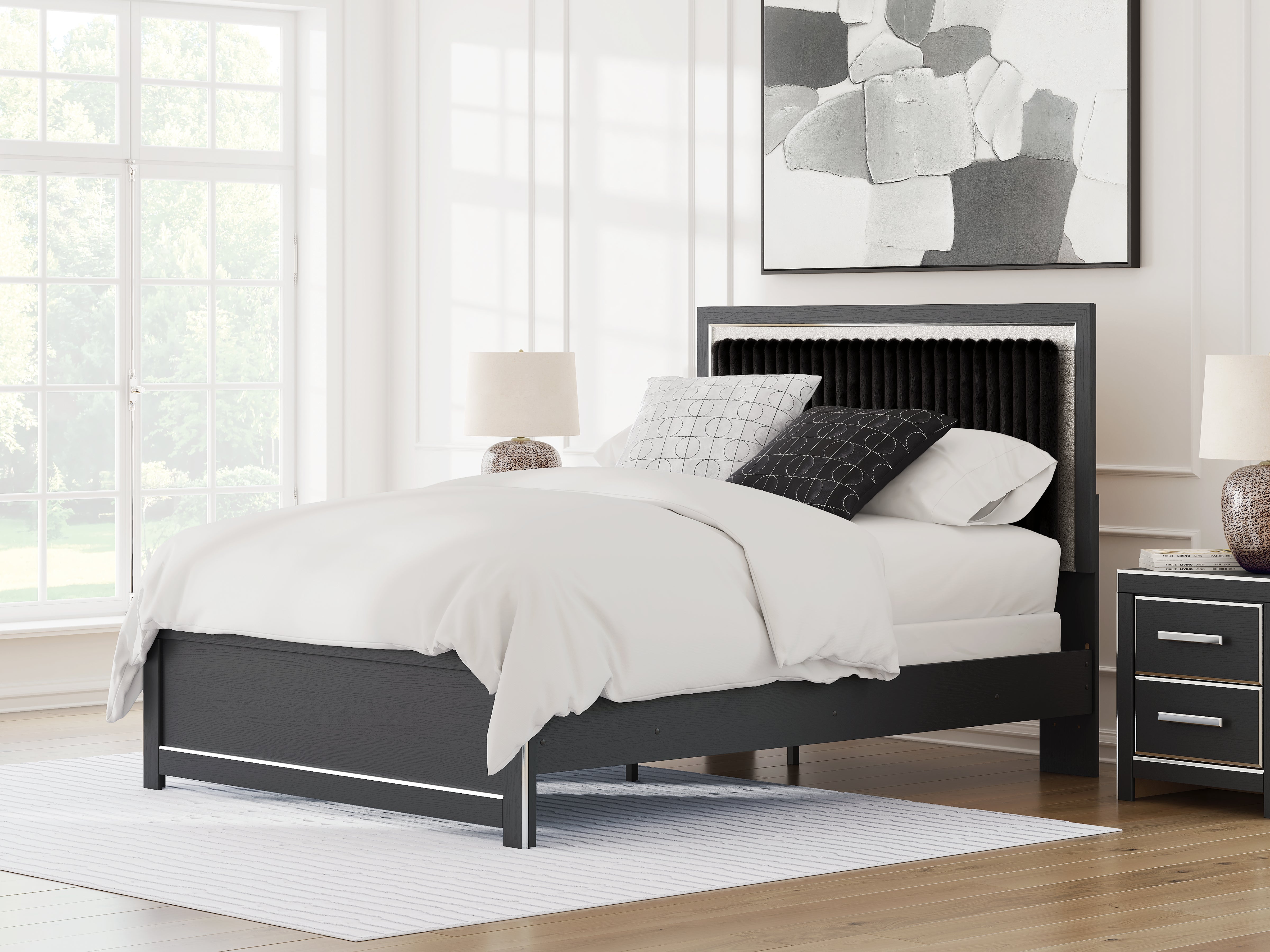 Sectionals for Less - Ashley Furniture - Zuraleus Bedroom - Queen Upholstered Panel Bed / Black - PCB3380B6