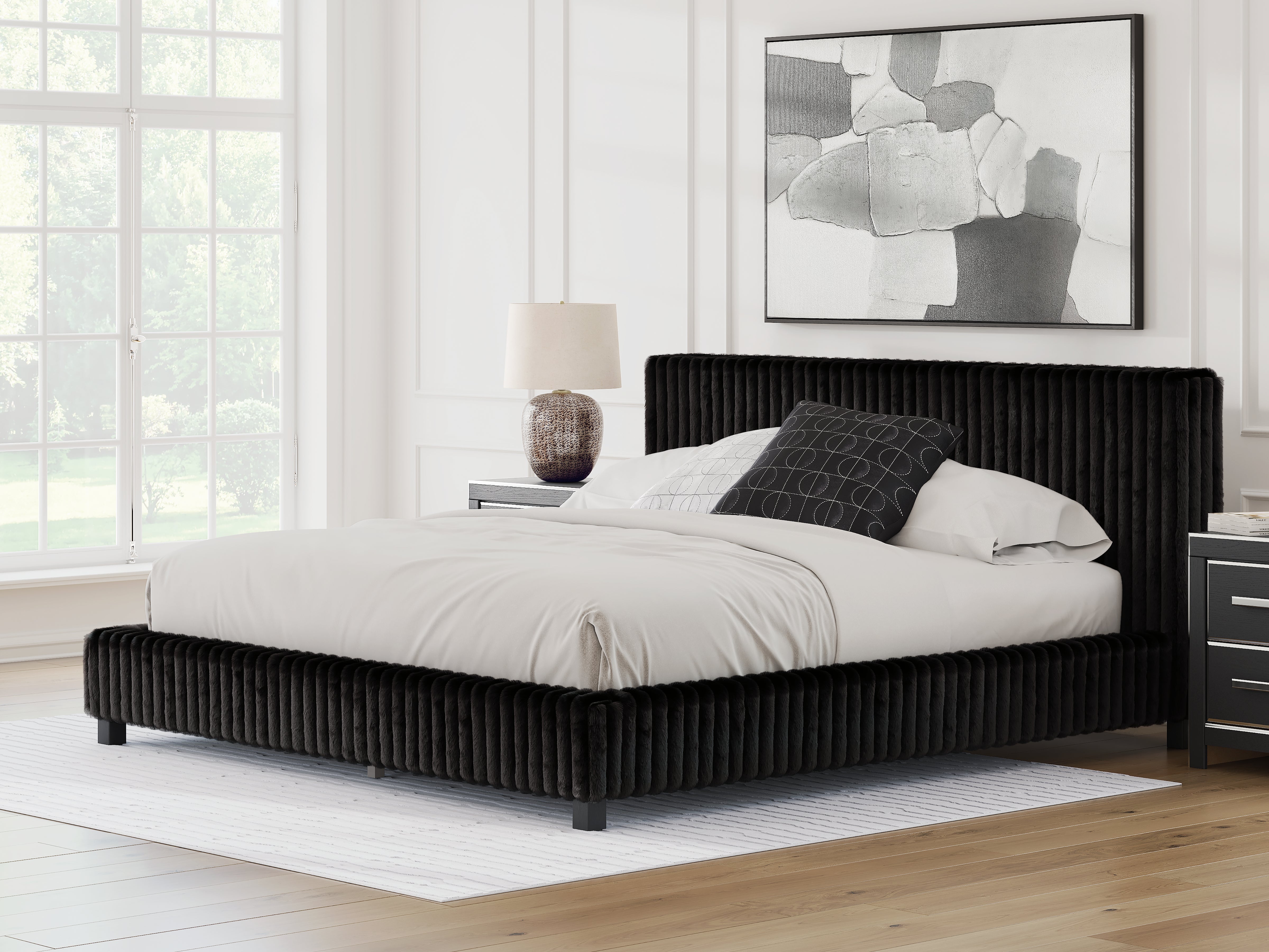 Sectionals for Less - Ashley Furniture - Zuraleus Bedroom - King Upholstered Bed / Black - PCB3380B13