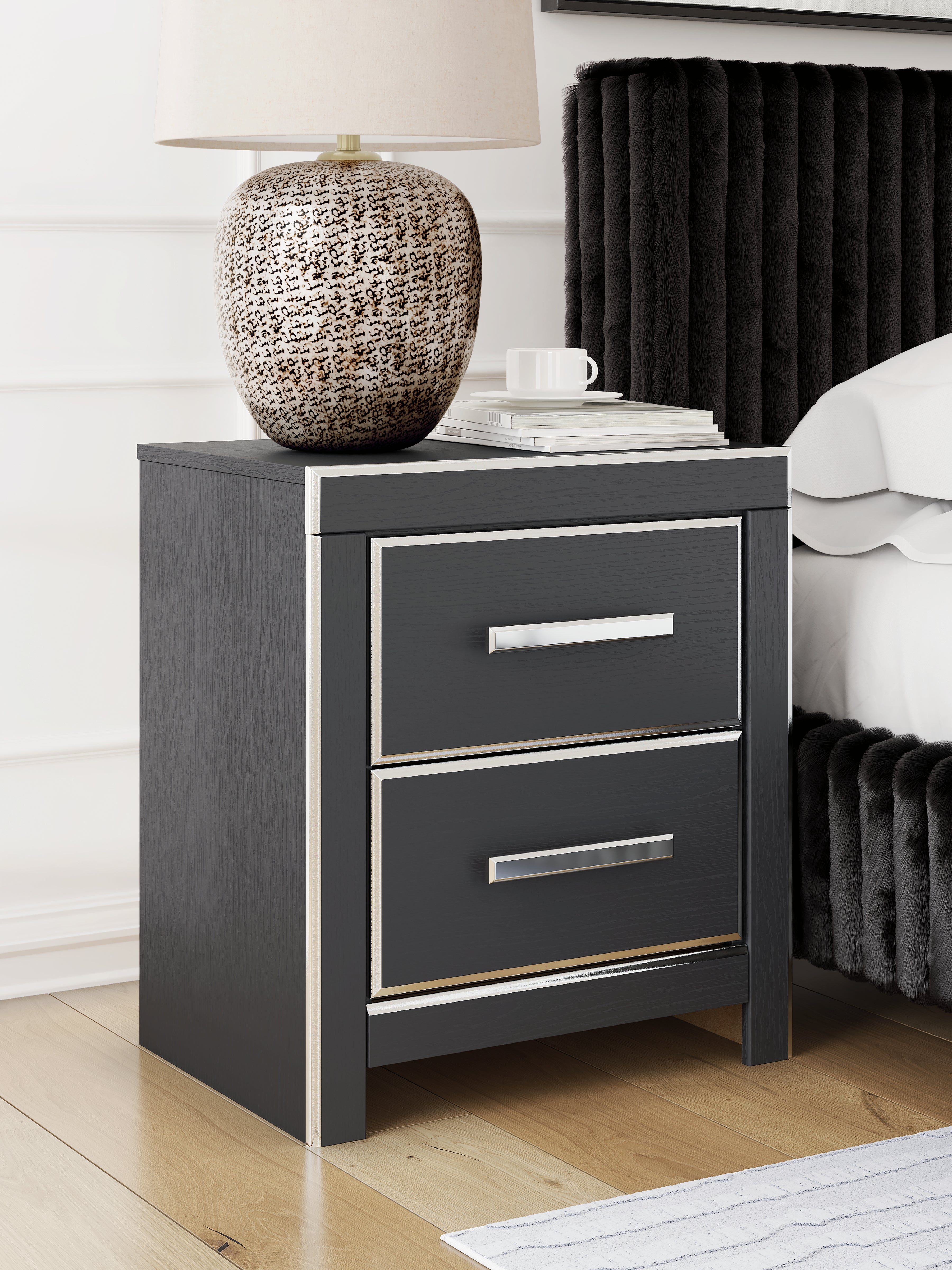 Sectionals for Less - Ashley Furniture - Zuraleus Bedroom - Two Drawer Night Stand / Black - PCB3380-92