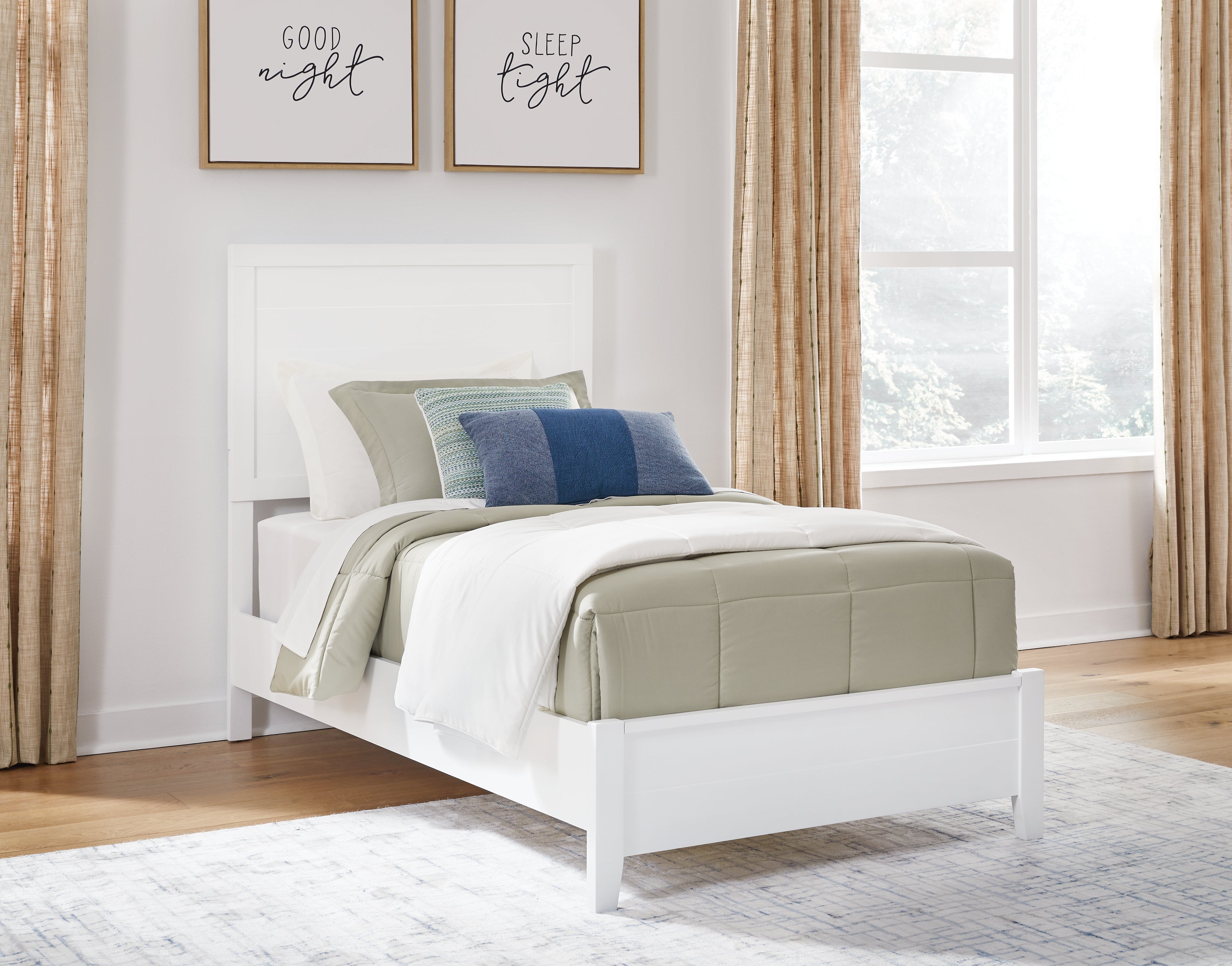 Sectionals for Less - Ashley Furniture - Binterglen Bedroom - Twin Panel Bed / White - B427B2