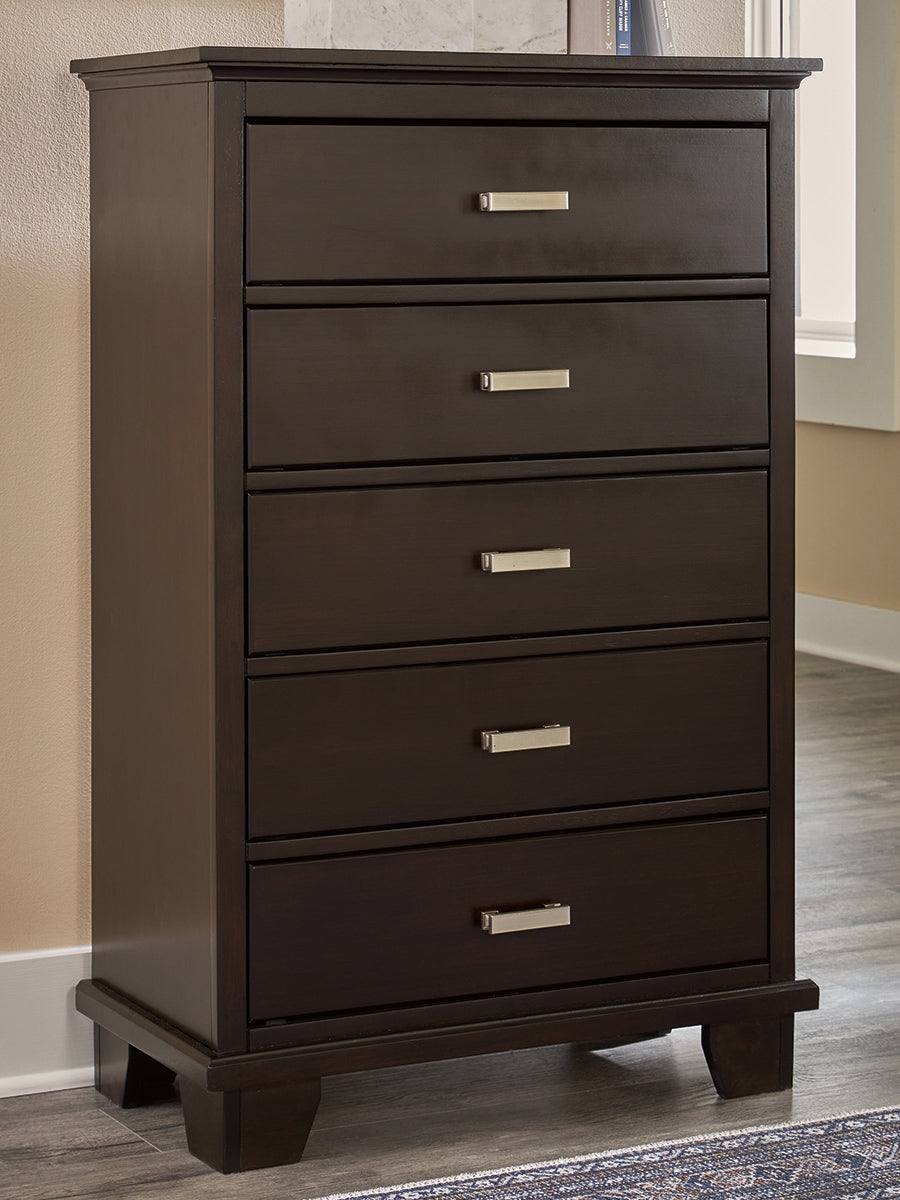 Sectionals for Less - Ashley Furniture - Covetown Bedroom - King Panel Bed / Dark Brown - B441B8