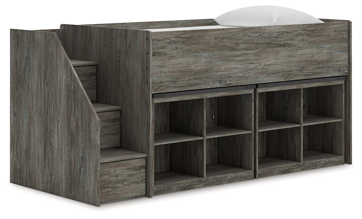 Sectionals for Less - Ashley Furniture - Frandern Twin Loft Bed with Bookcase Storage - Twin Loft Bed with Bookcase Storage / Warm Gray - B4480B25