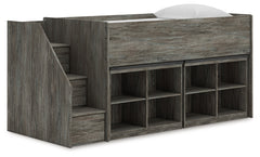Sectionals for Less - Ashley Furniture - Frandern Twin Loft Bed with Bookcase Storage - Twin Loft Bed with Bookcase Storage / Warm Gray - B4480B25