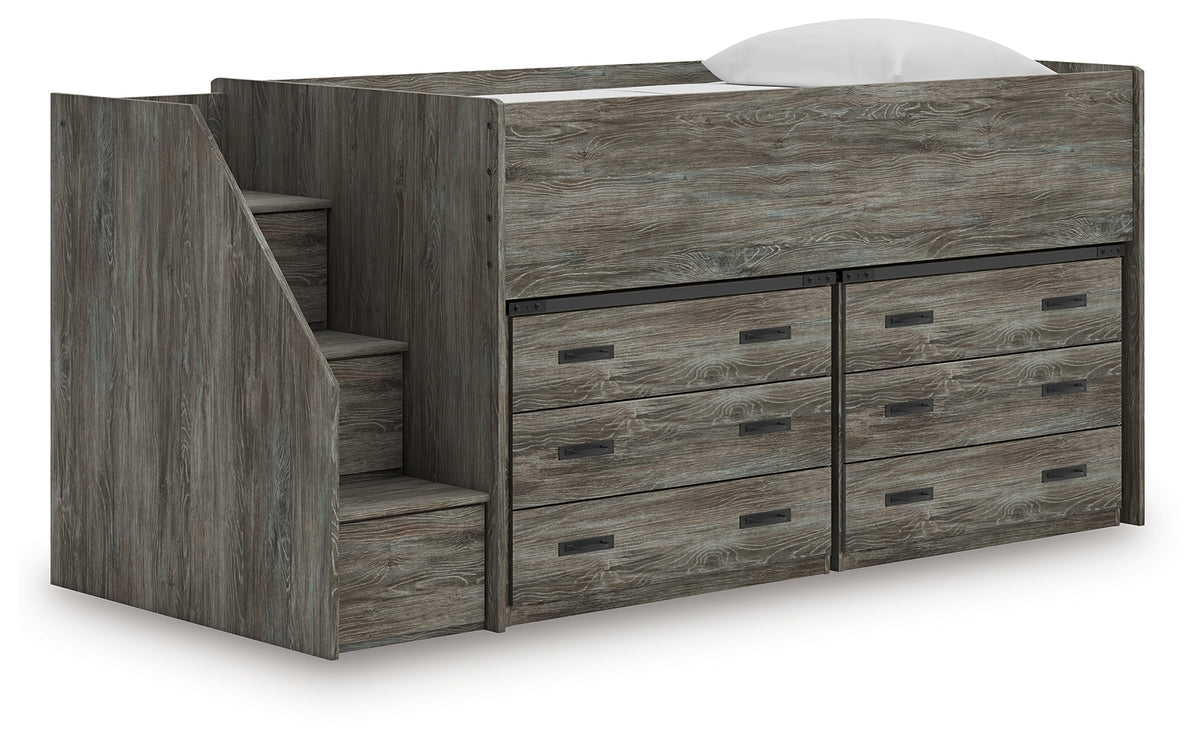 Sectionals for Less - Ashley Furniture - Frandern Twin Loft Bed with Drawer Storage - Twin Loft Bed with Drawer Storage / Warm Gray - B4480B26