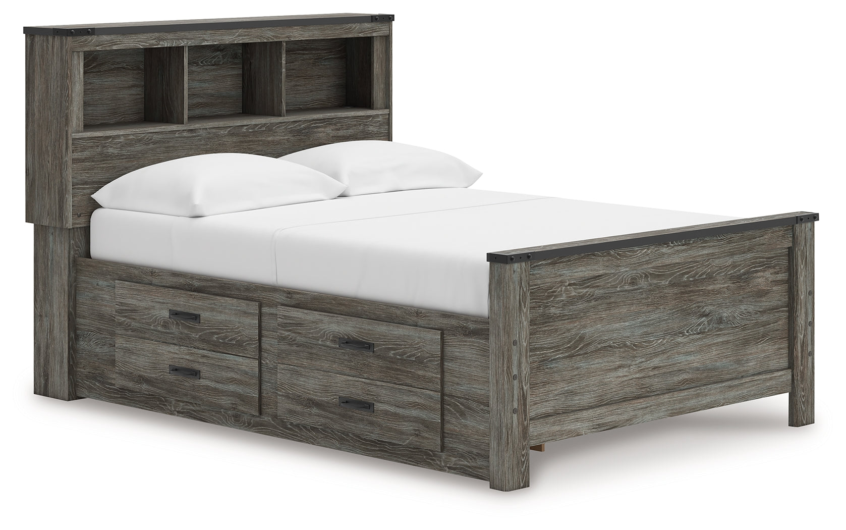 Sectionals for Less - Ashley Furniture - Frandern Bedroom - Full Bookcase Panel Bed with Storage / Gray - B4480B9