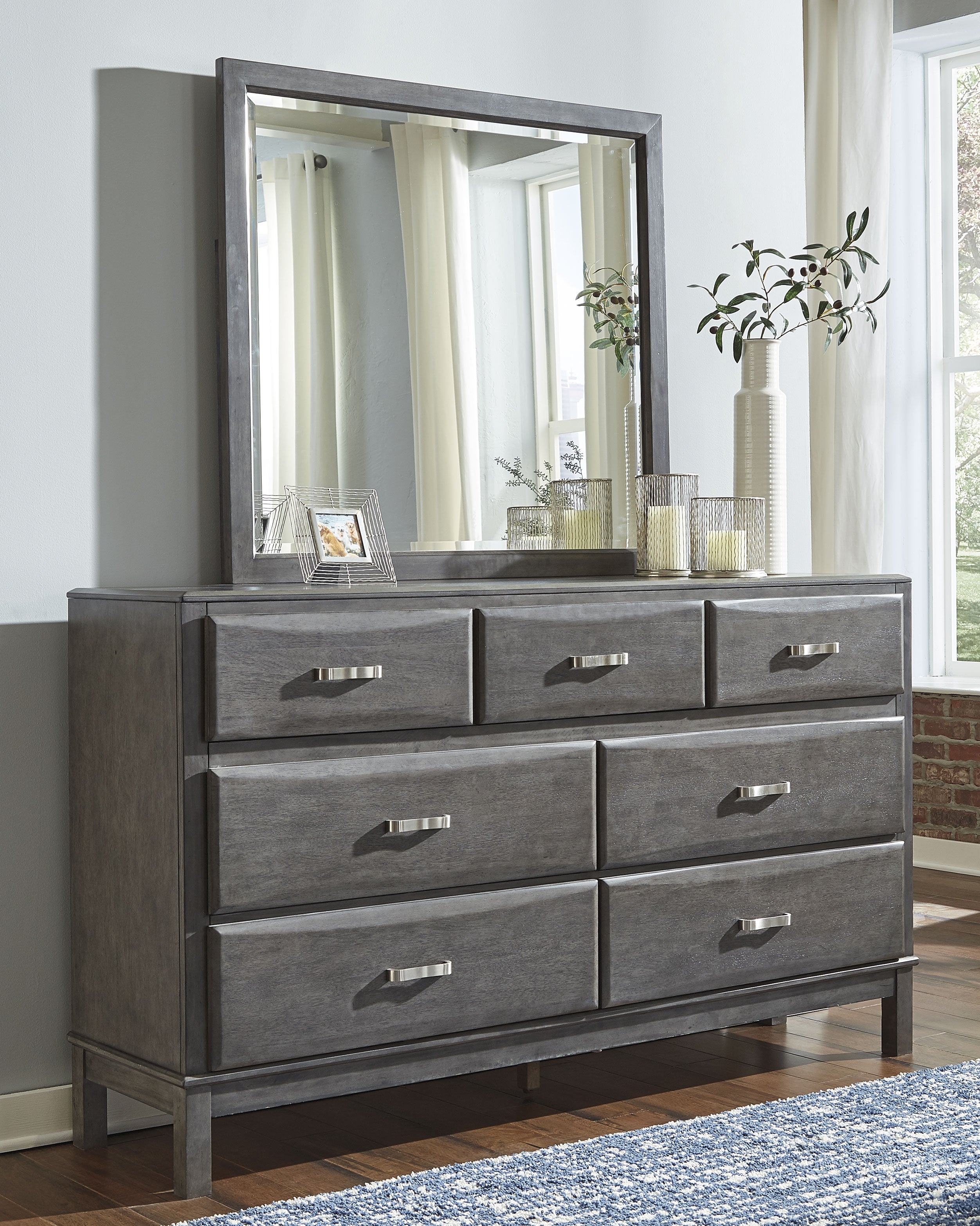 Sectionals for Less - Ashley Furniture - Caitbrook Bedroom - Dresser and Mirror / Gray - B476B1