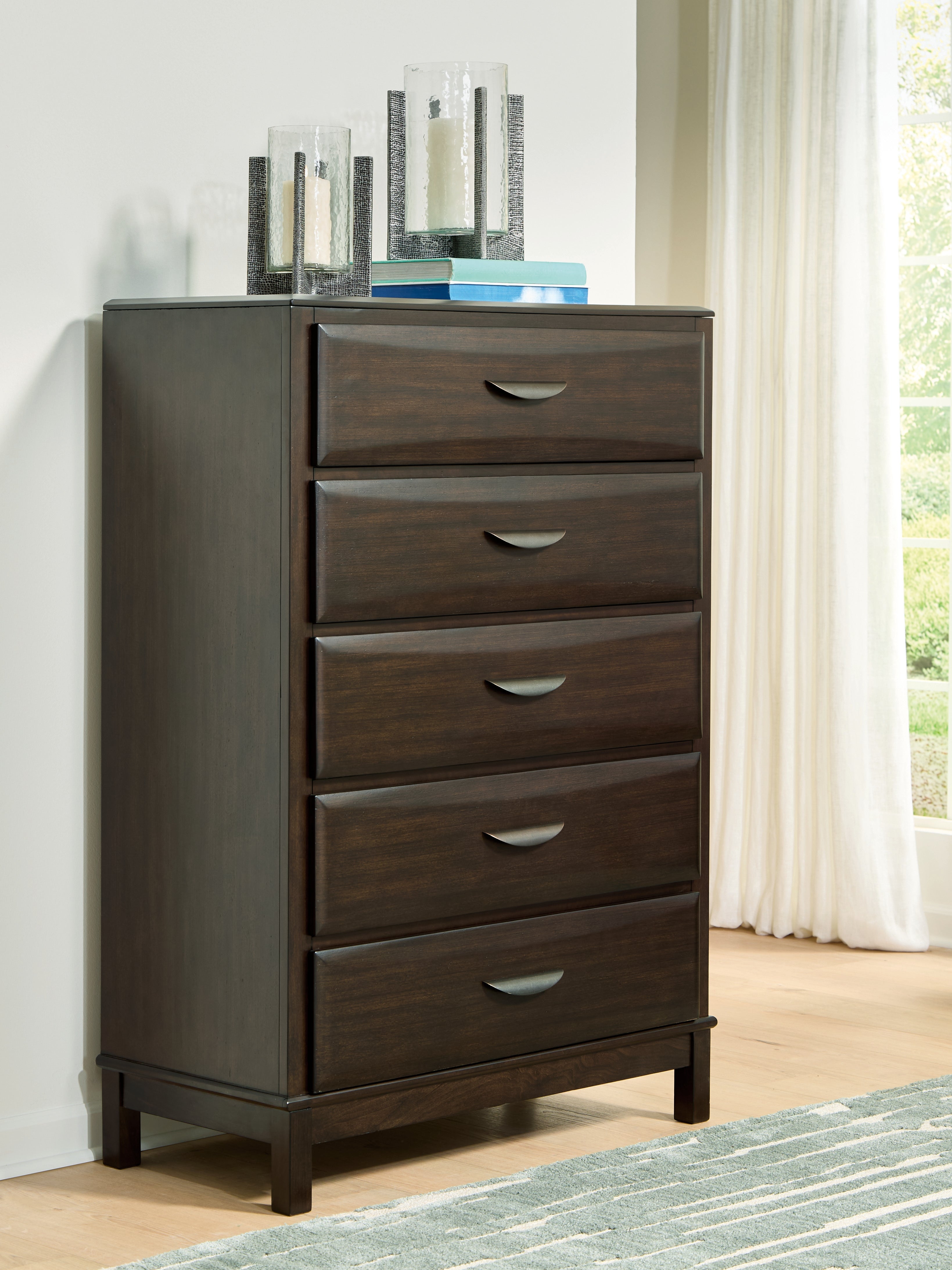 Sectionals for Less - Ashley Furniture - Vanmore Bedroom - Five Drawer Chest / Dark Brown - B479-46