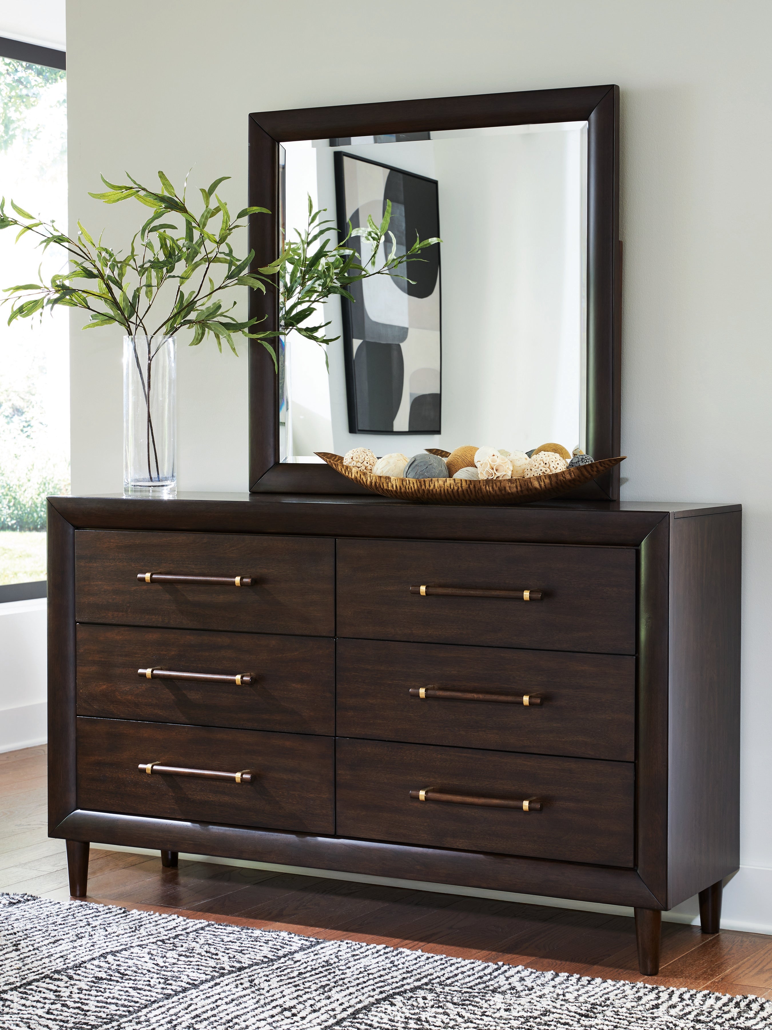 Sectionals for Less - Ashley Furniture - Dantenton Bedroom - Dresser and Mirror / Merlot - B611B1