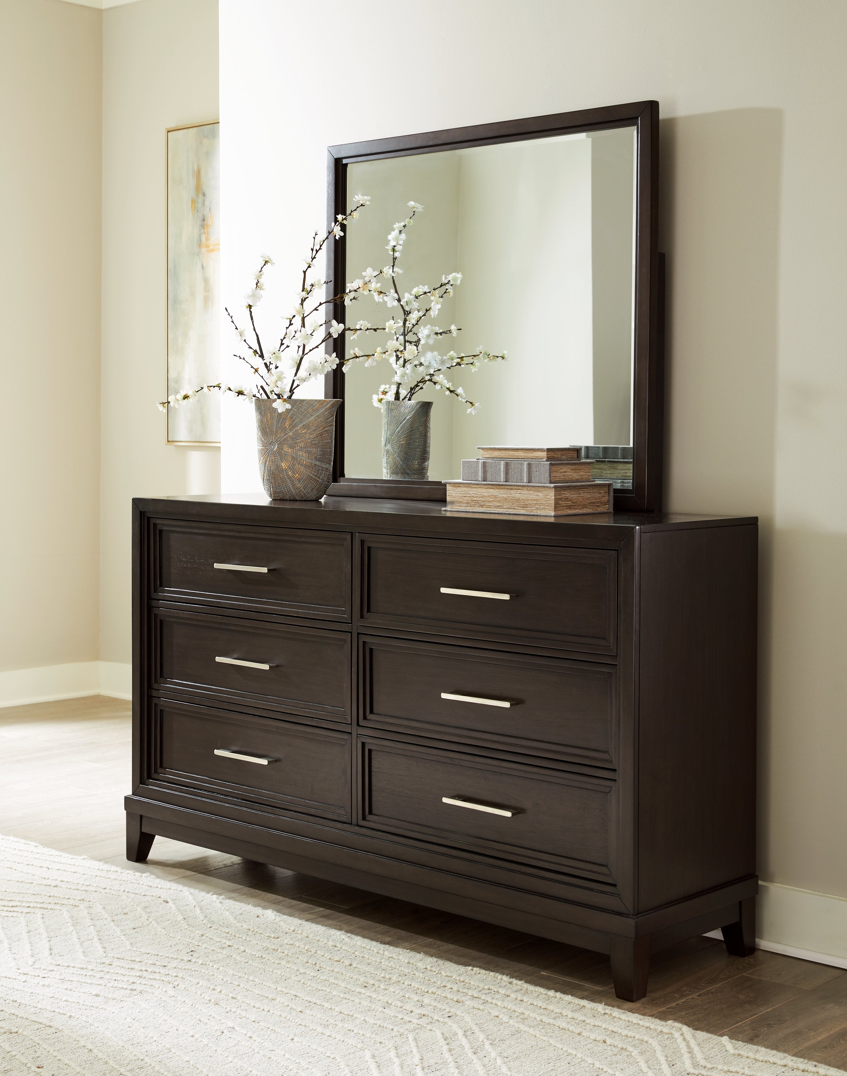 Sectionals for Less - Ashley Furniture - Neymorton Bedroom - Dresser and Mirror / Dark Grayish Brown - B618B1