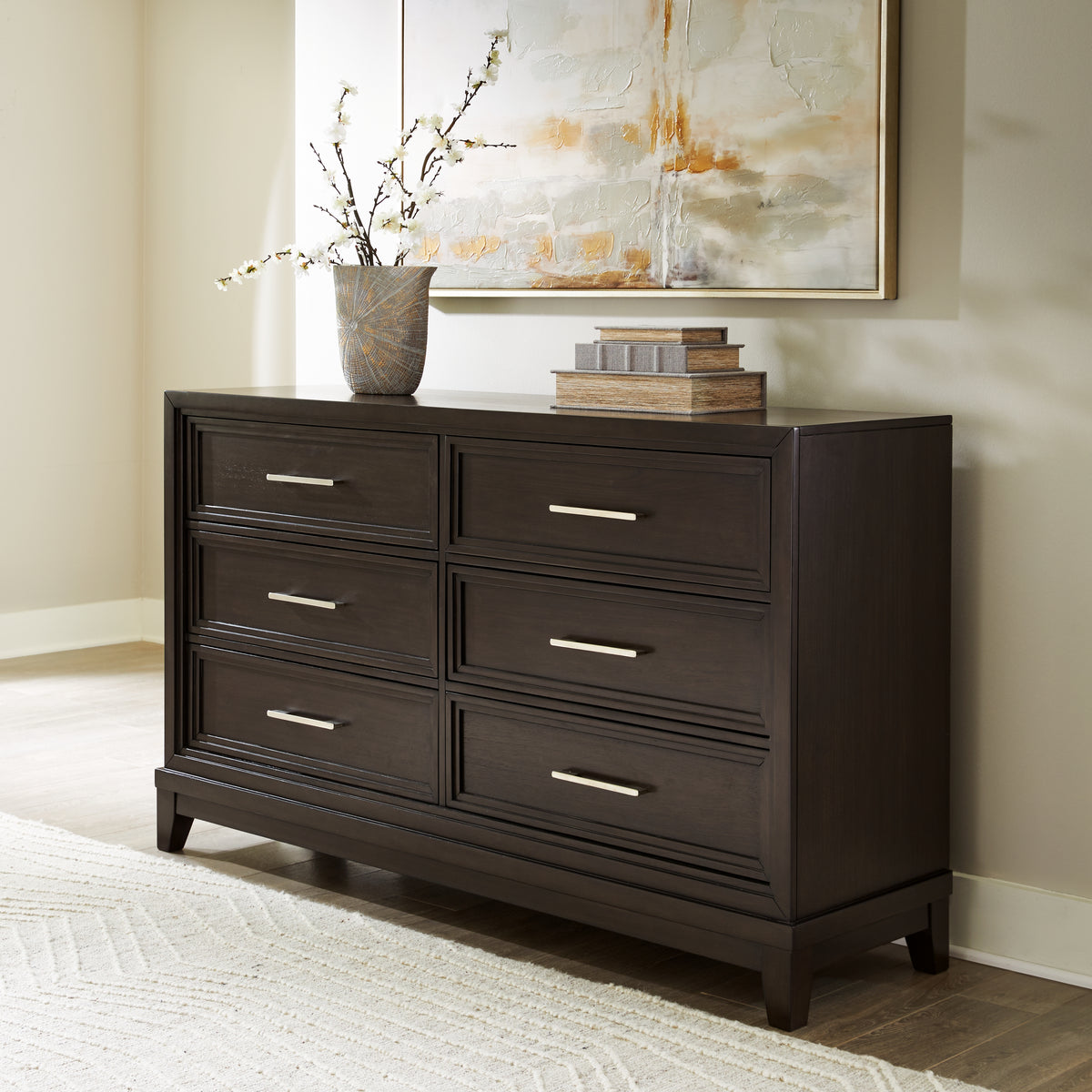 Sectionals for Less - Ashley Furniture - Neymorton Bedroom - Dresser and Mirror / Dark Grayish Brown - B618B1