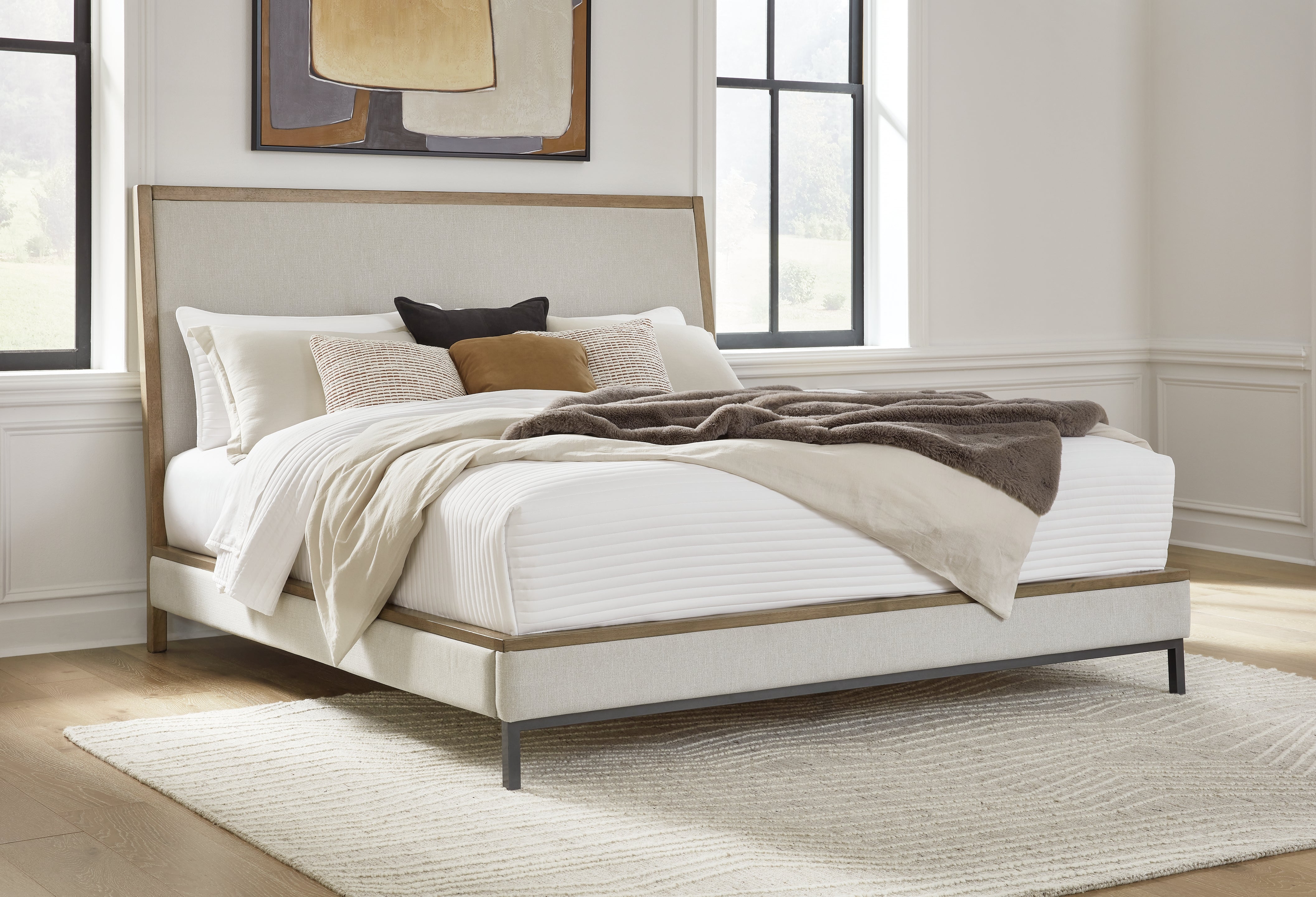 Sectionals for Less - Ashley Furniture - Tomtyn Bedroom - California King Upholstered Bed / Light Brown - B622B5
