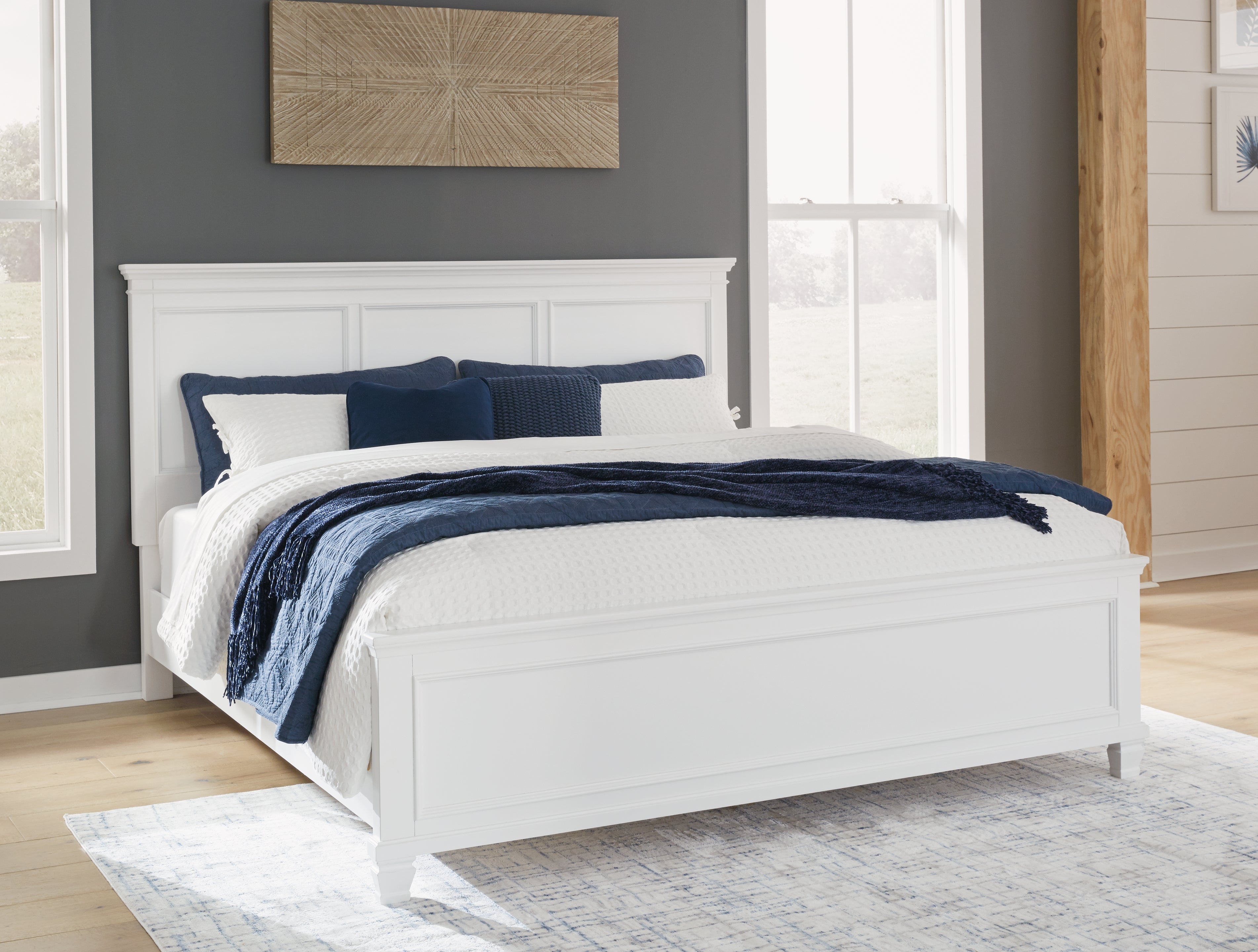 Sectionals for Less - Ashley Furniture - Fortman Bedroom - King Panel Bed / White - B680B4