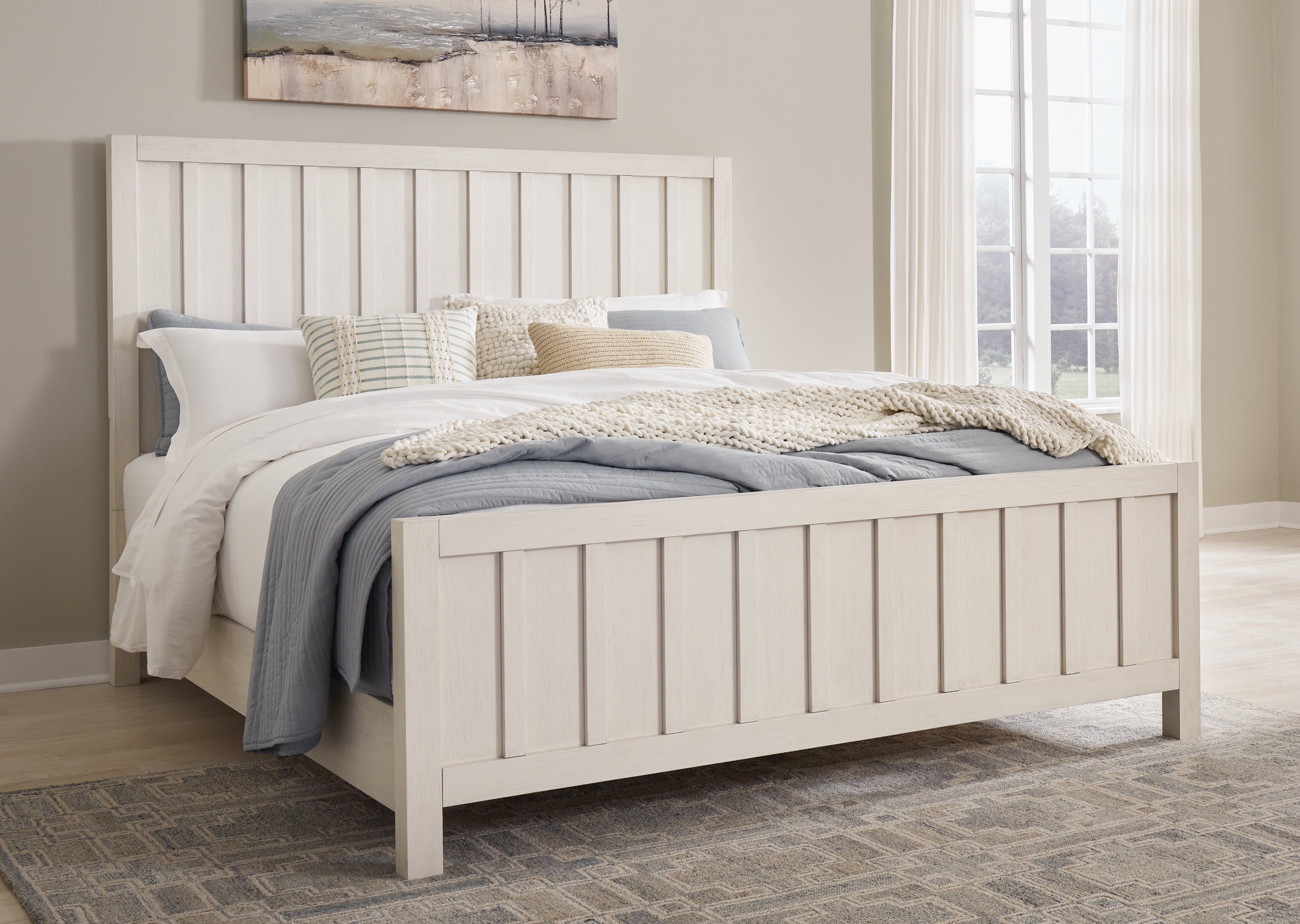 Sectionals for Less - Ashley Furniture - Shaybrock Bedroom - California King Panel Bed / Antique White - B683B7