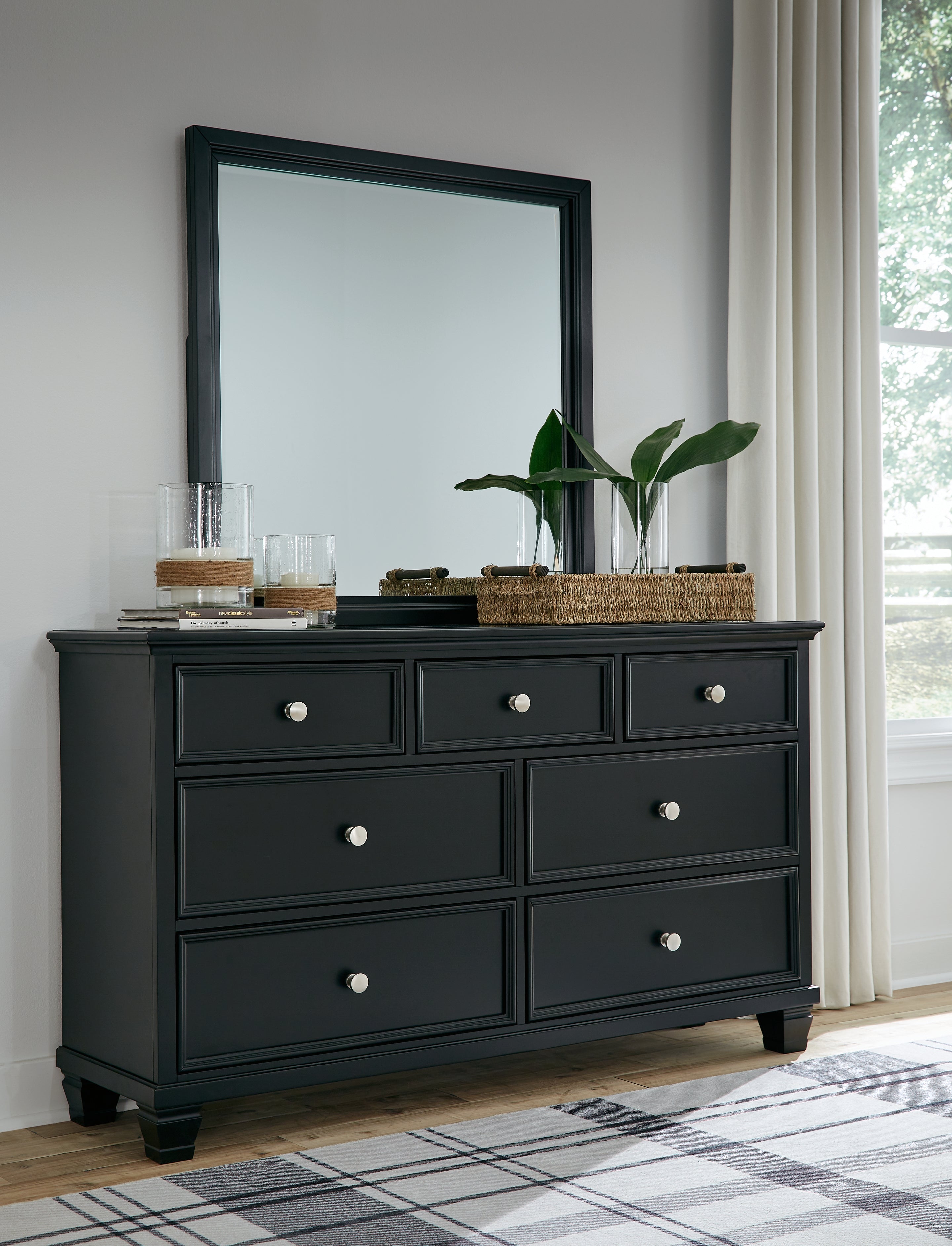 Sectionals for Less - Ashley Furniture - Lanolee Bedroom - Dresser and Mirror / Black - B687B1