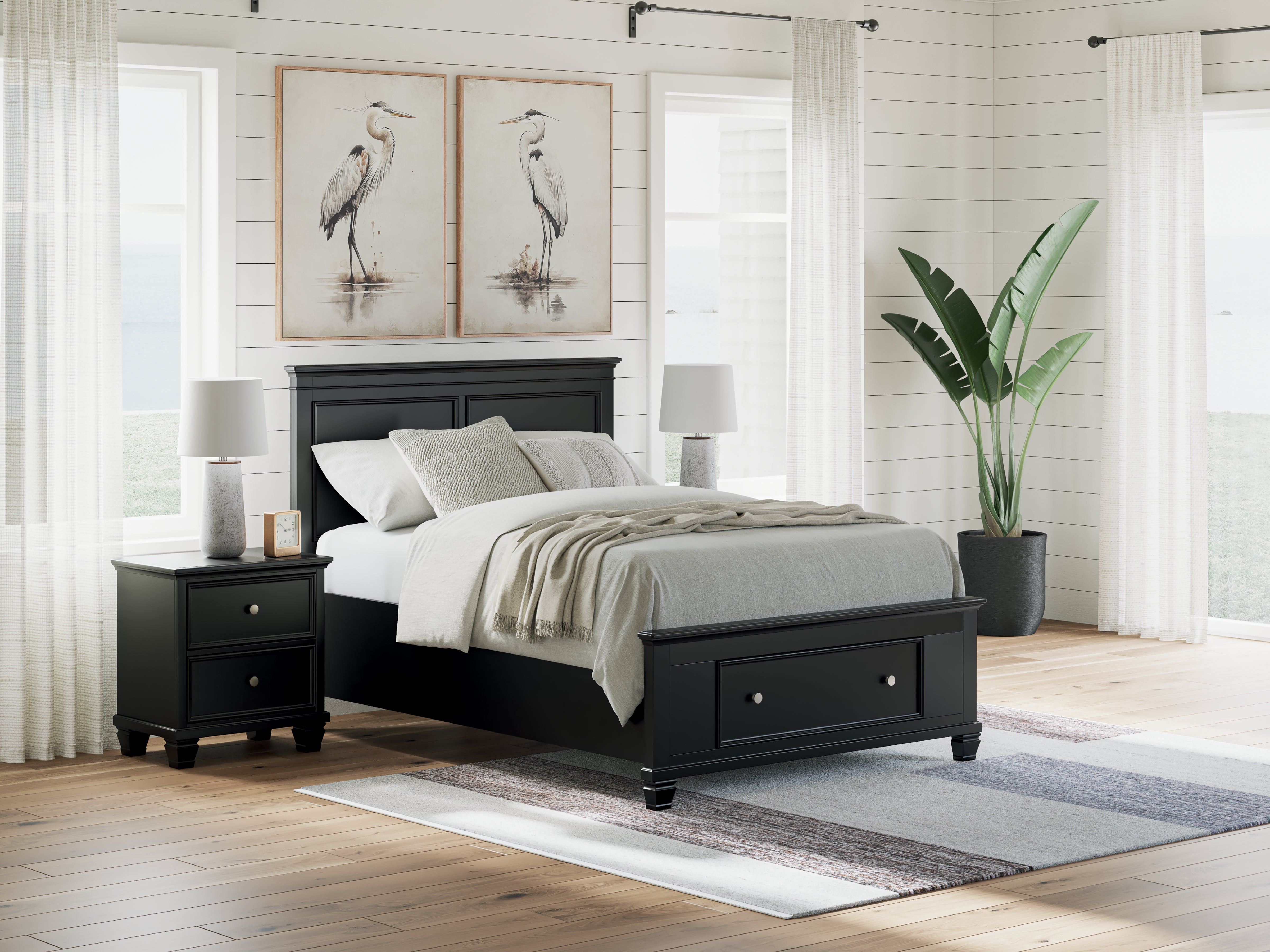 Sectionals for Less - Ashley Furniture - Lanolee Bedroom - Full Panel Storage Bed / Black - B687B22