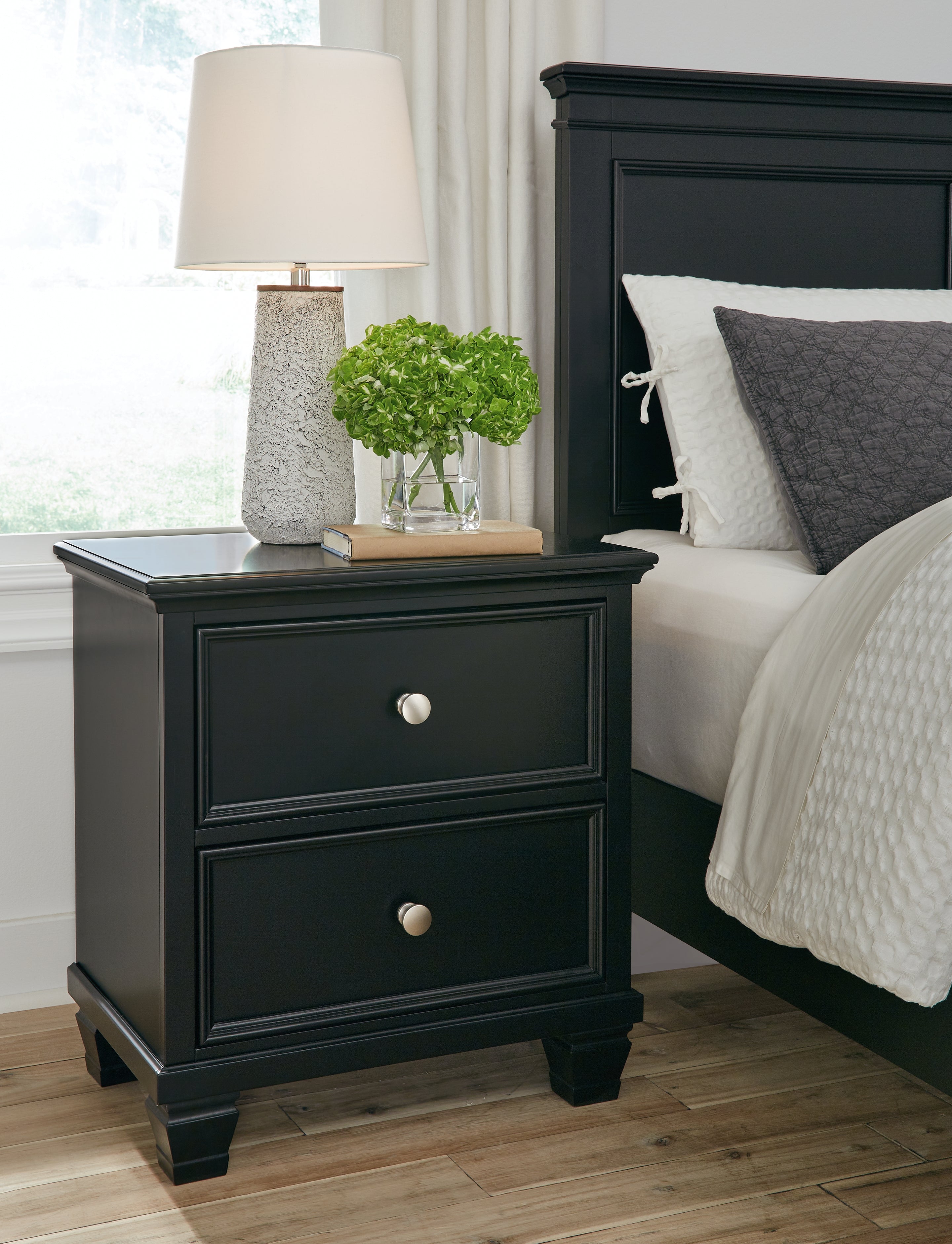 Sectionals for Less - Ashley Furniture - Lanolee Bedroom - Two Drawer Night Stand / Black - B687-92
