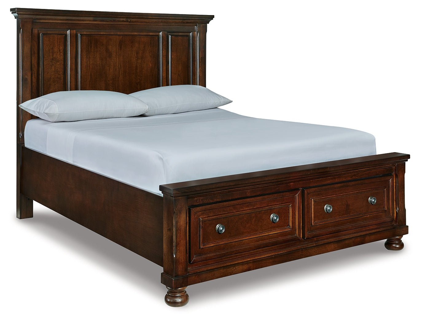 Sectionals for Less - Ashley Furniture - Porter Bedroom - Queen Panel Storage Bed / Rustic Brown - B697B42