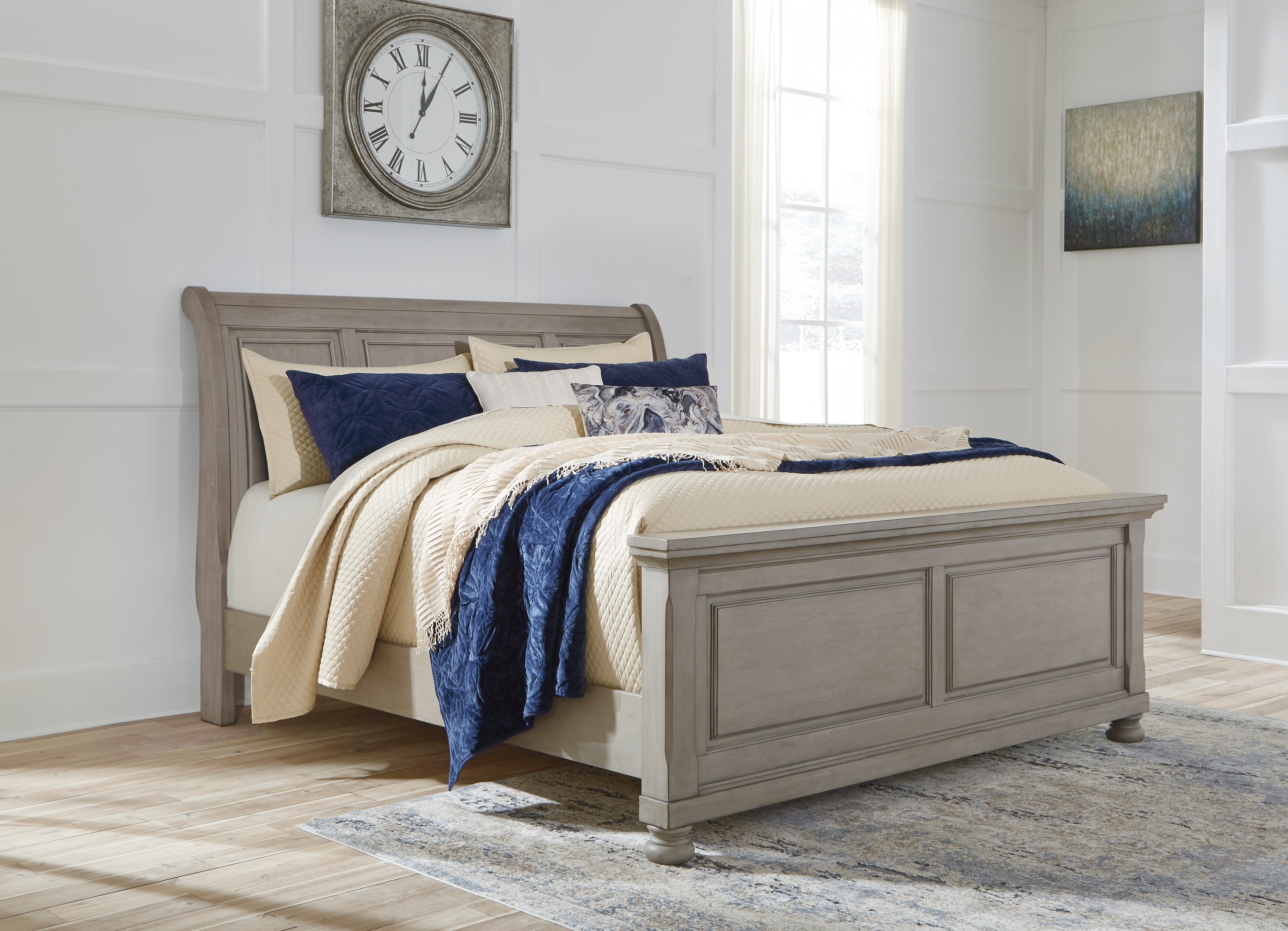 Sectionals for Less - Ashley Furniture - Lettner Bedroom - California King Sleigh Bed / Light Gray - B733B36