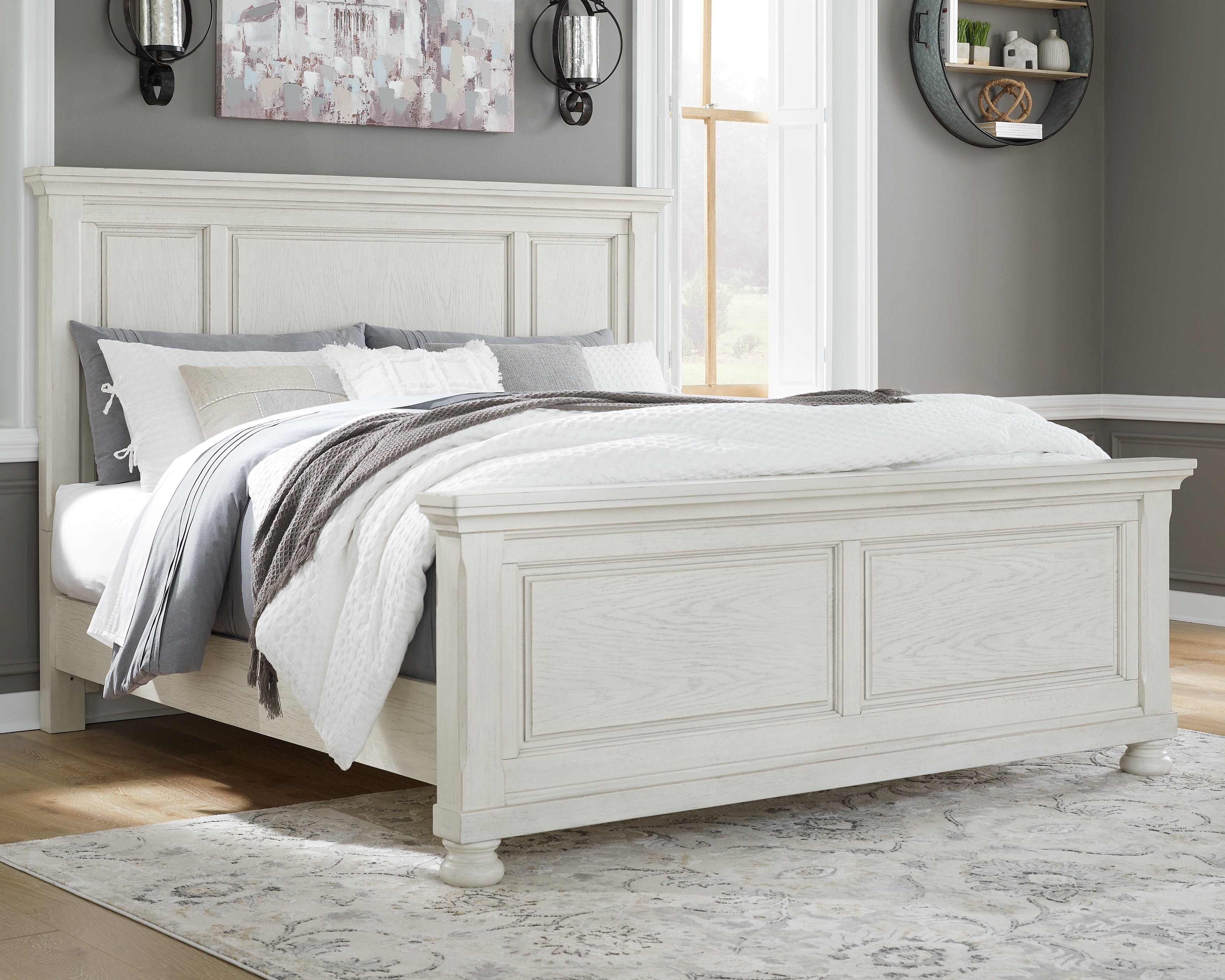Sectionals for Less - Ashley Furniture - Robbinsdale Bedroom - California King Panel Bed / Antique White - B742B7