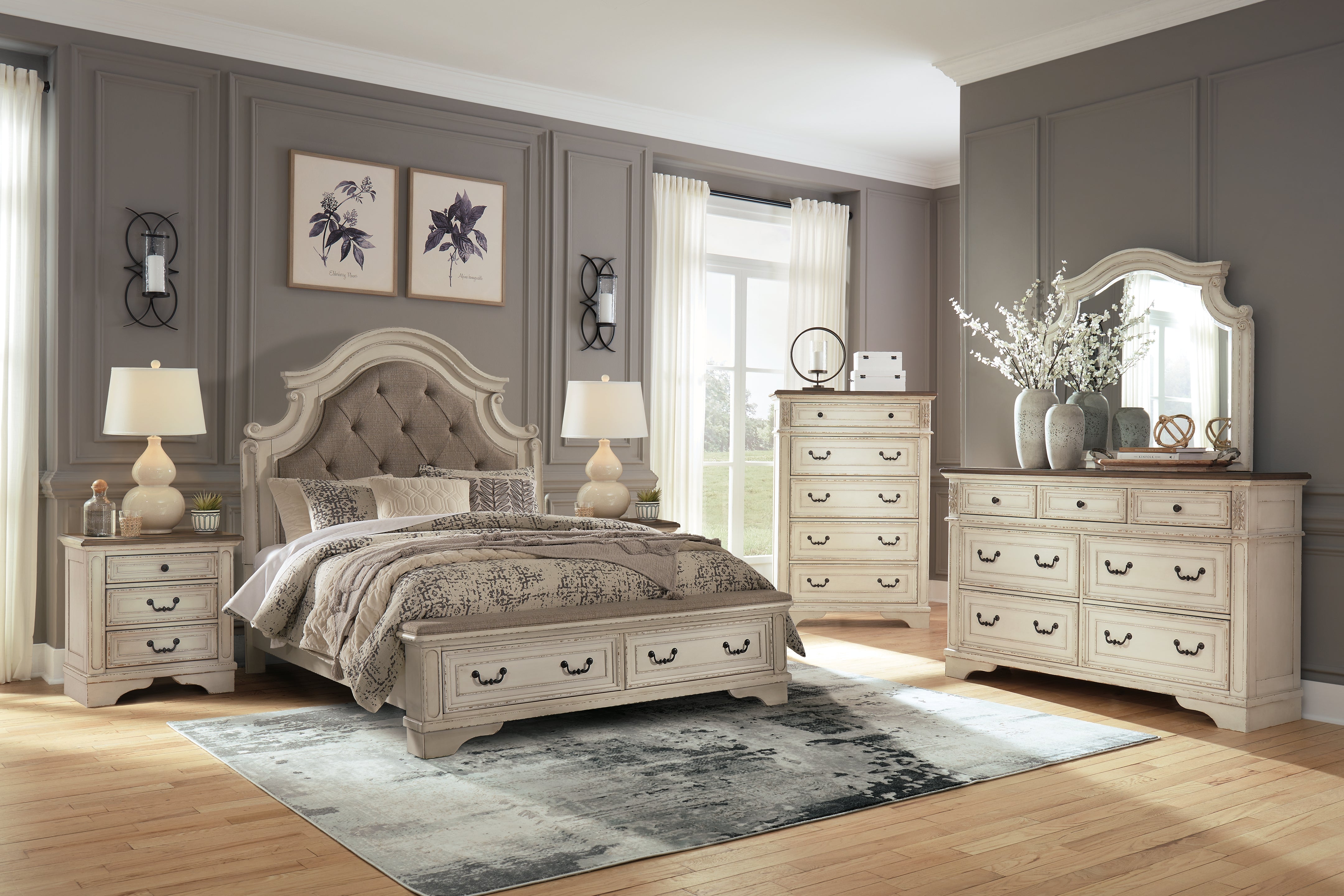 Sectionals for Less - Ashley Furniture - Realyn Bedroom - Queen Upholstered Storage Bed / Two-tone - B743B18