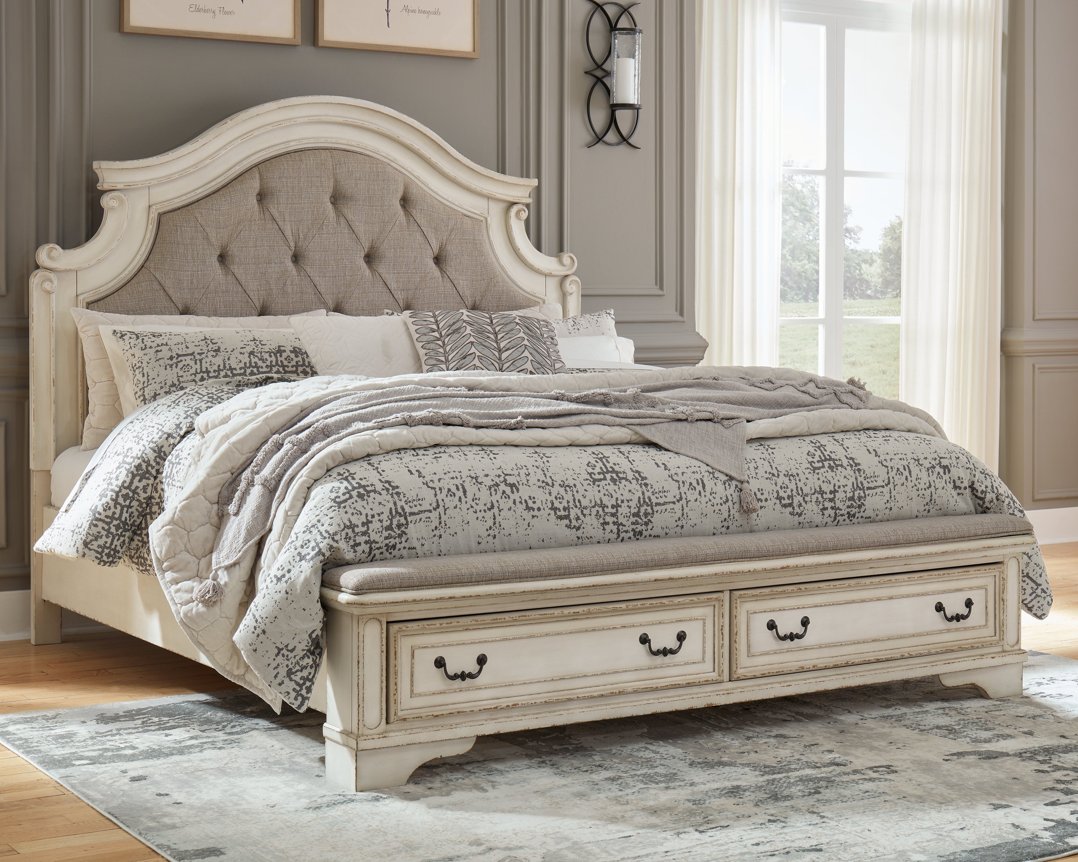 Sectionals for Less - Ashley Furniture - Realyn Bedroom - California King Upholstered Storage Bed / Two-tone - B743B21
