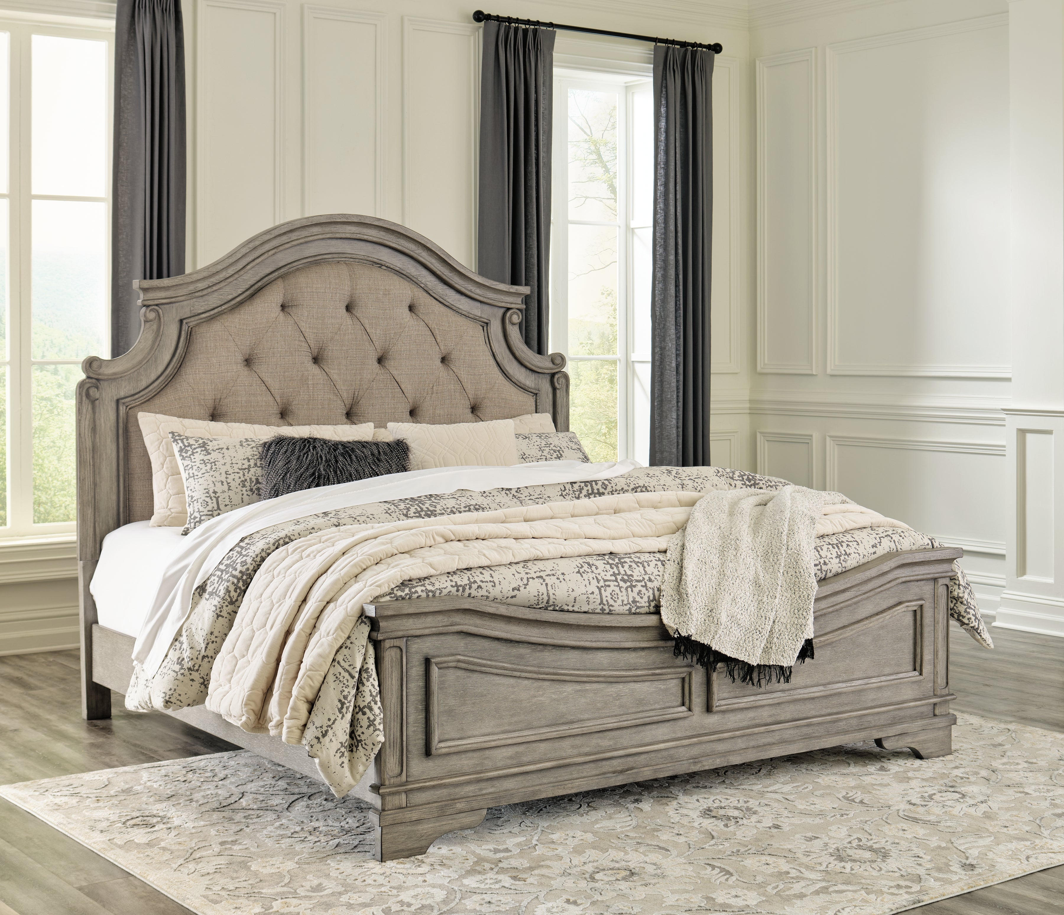 Sectionals for Less - Ashley Furniture - Lodenbay Bedroom - California King Panel Bed / Antique Gray - B751B5