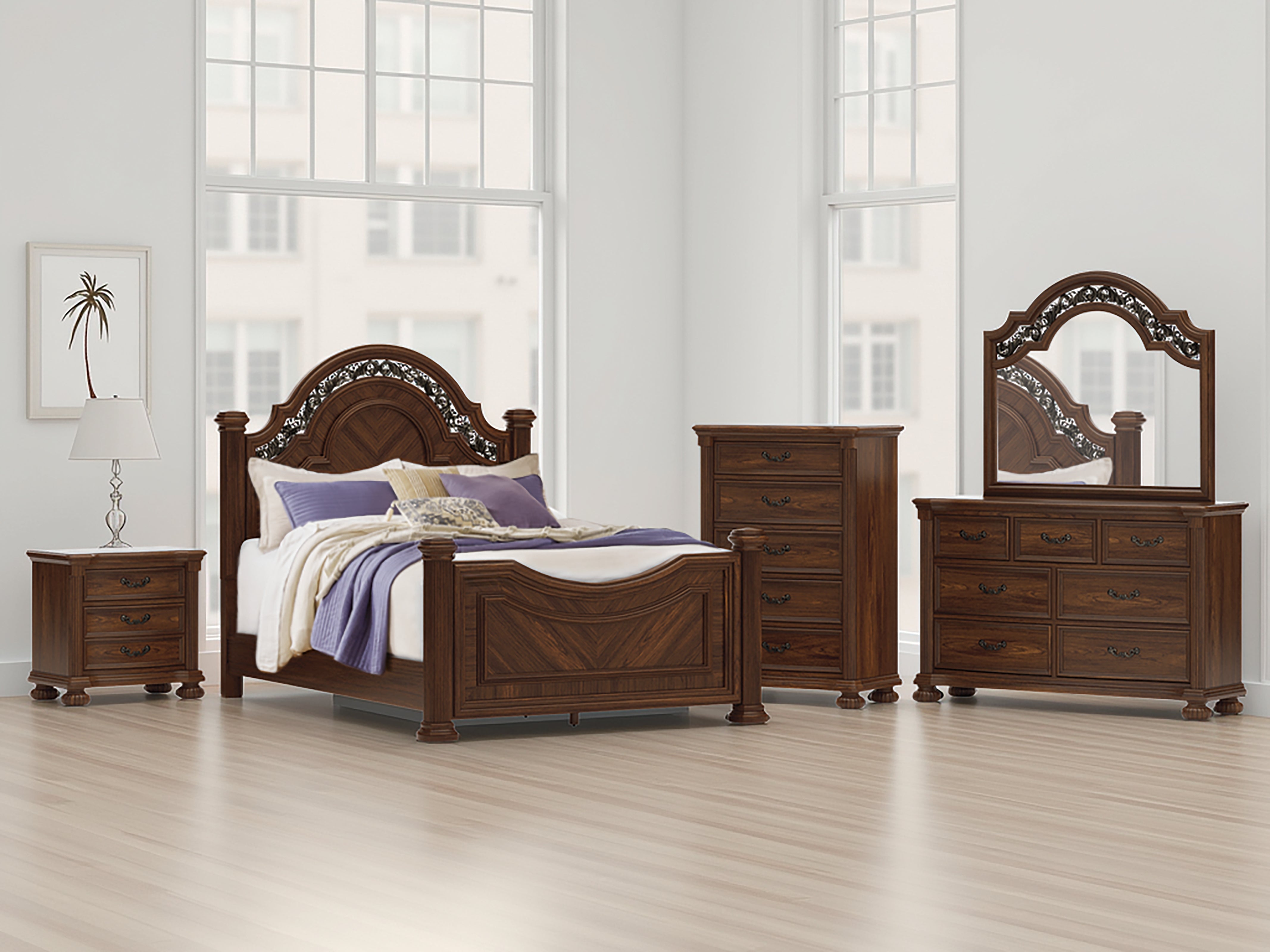 Sectionals for Less - Ashley Furniture - Lavinton Bedroom - Queen Poster Bed / Brown - B764B5