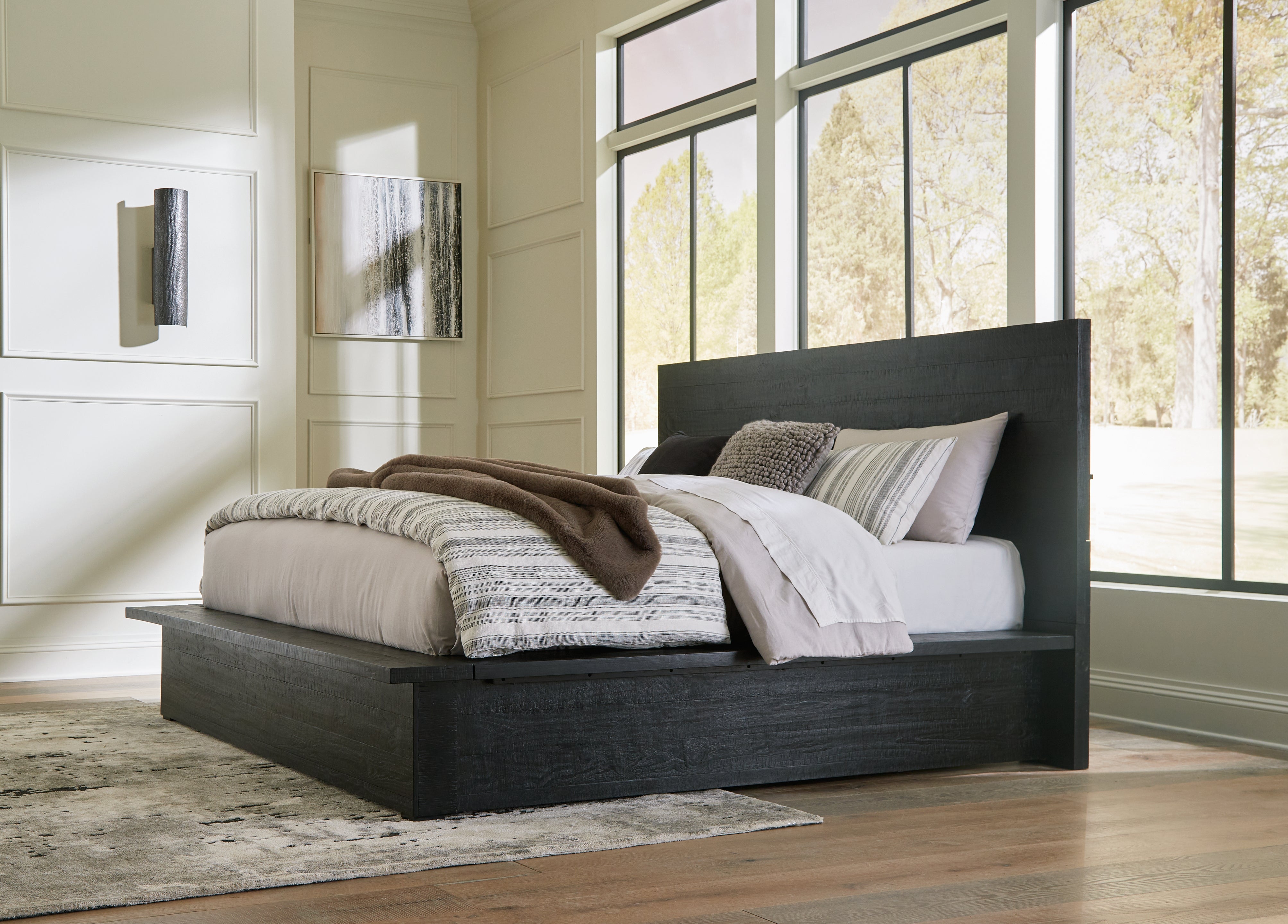 Sectionals for Less - Ashley Furniture - Londer Bedroom - California King Panel Bed / Black - B768B5
