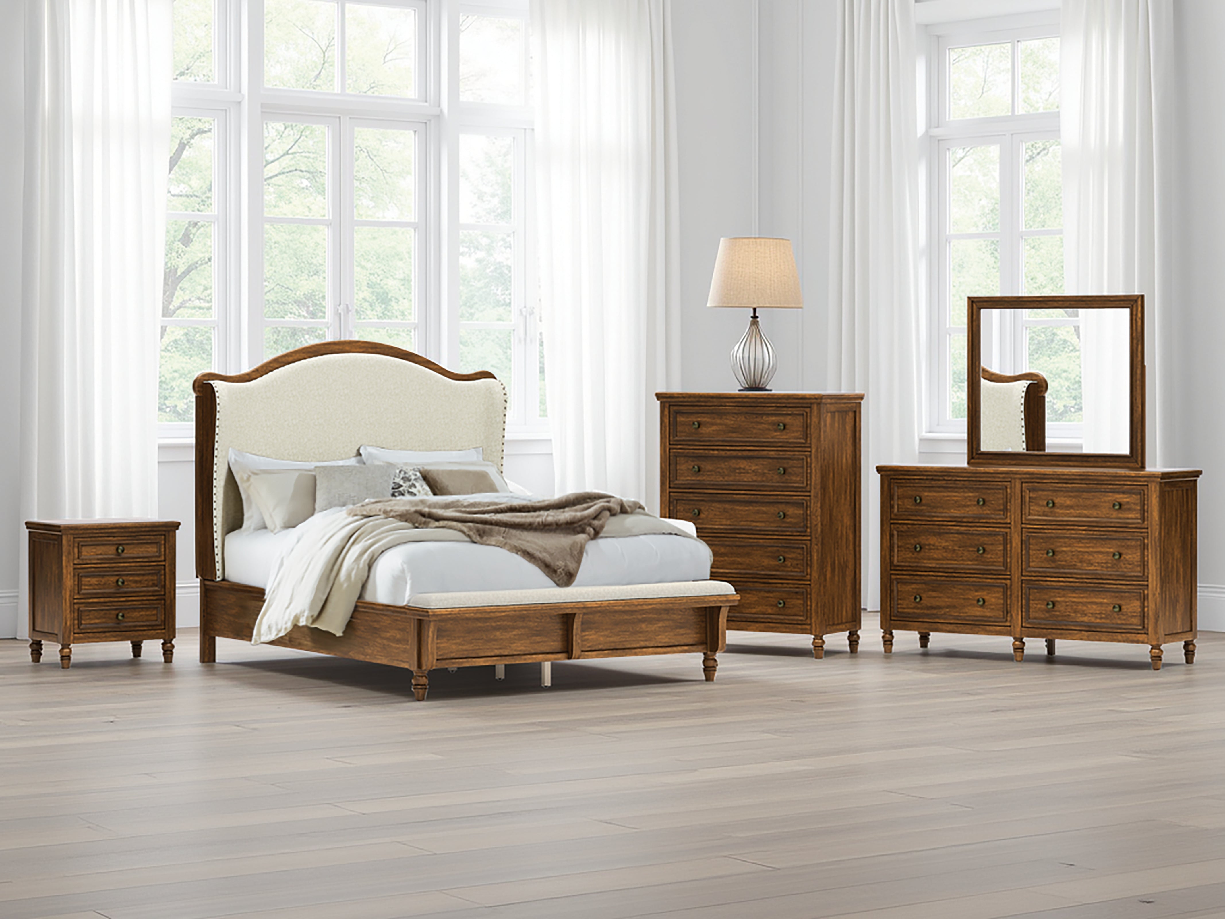 Sectionals for Less - Ashley Furniture - Sturlayne Bedroom - Queen Upholstered Panel Bed / Brown - B787B2