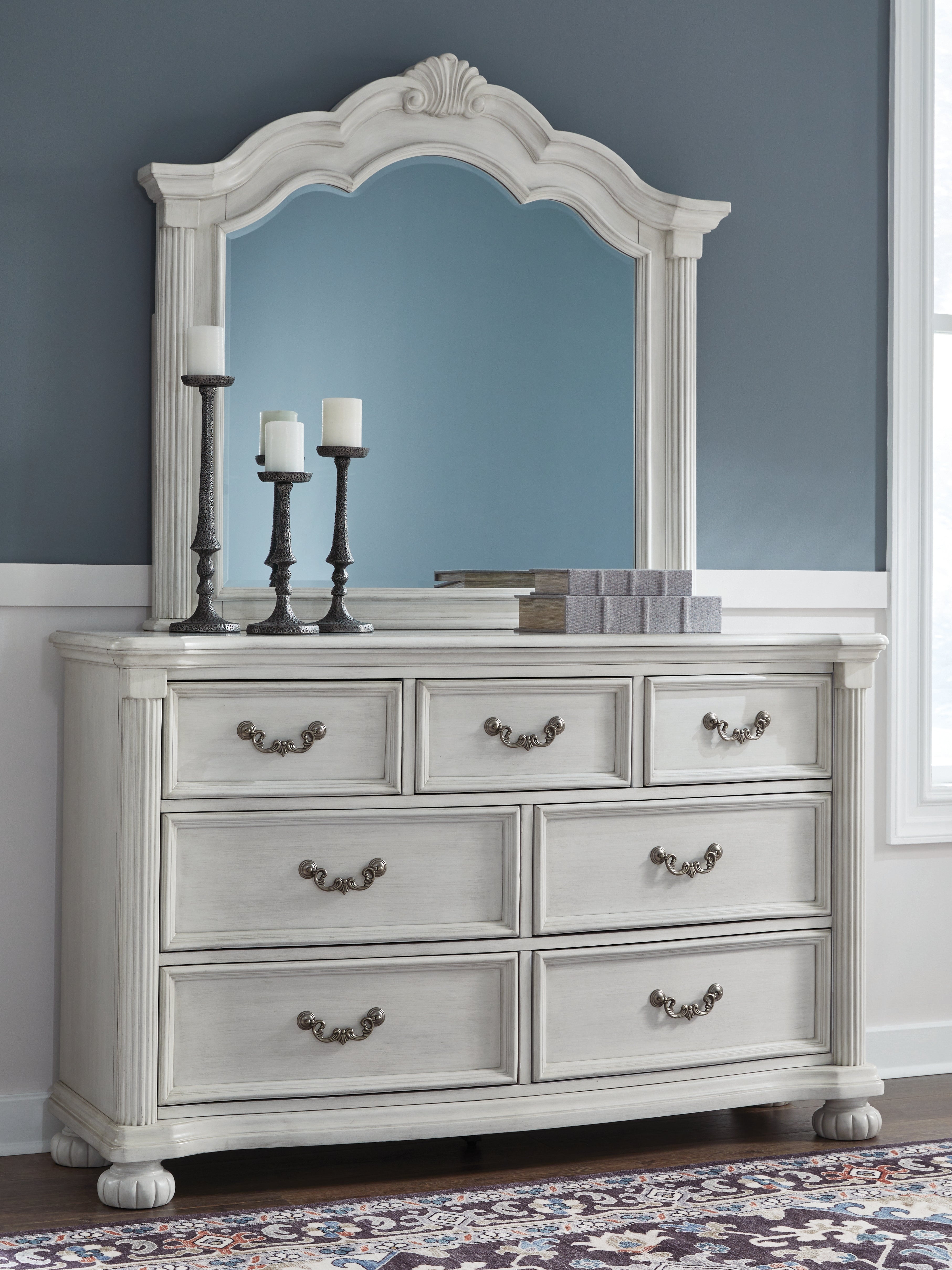 Sectionals for Less - Ashley Furniture - Montelaine Bedroom - Dresser and Mirror / Antique White - B795B1
