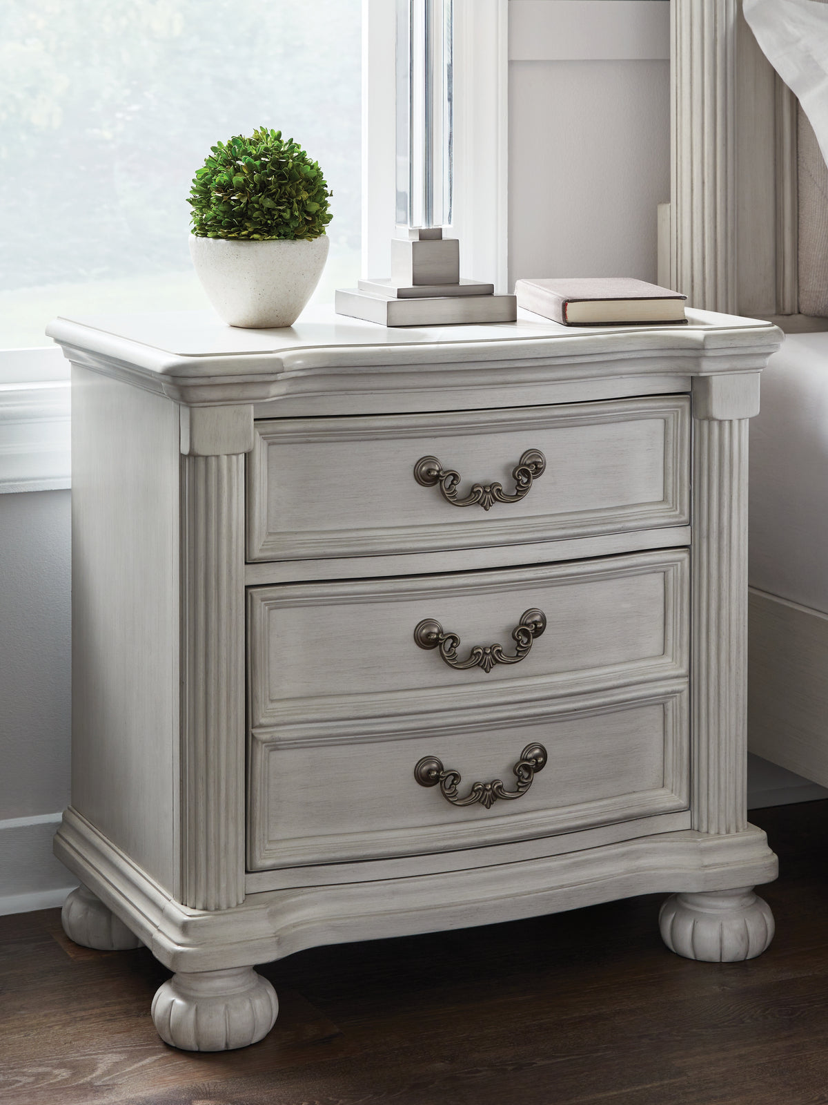 Sectionals for Less - Ashley Furniture - Montelaine Bedroom - Three Drawer Night Stand / Antique White - B795-93