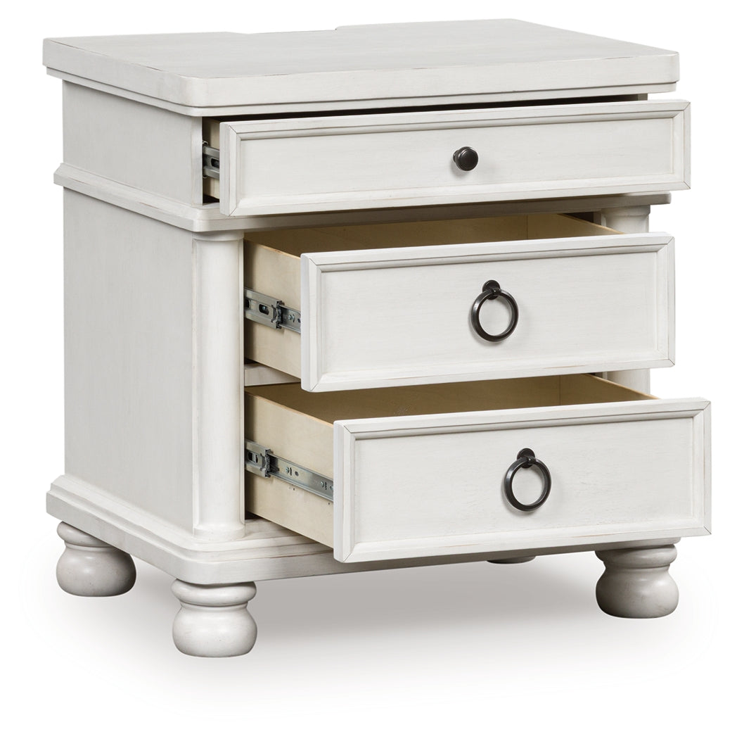 Sectionals for Less - Ashley Furniture - Rowlenstown Bedroom - Three Drawer Night Stand / Antique White - PCB823-93