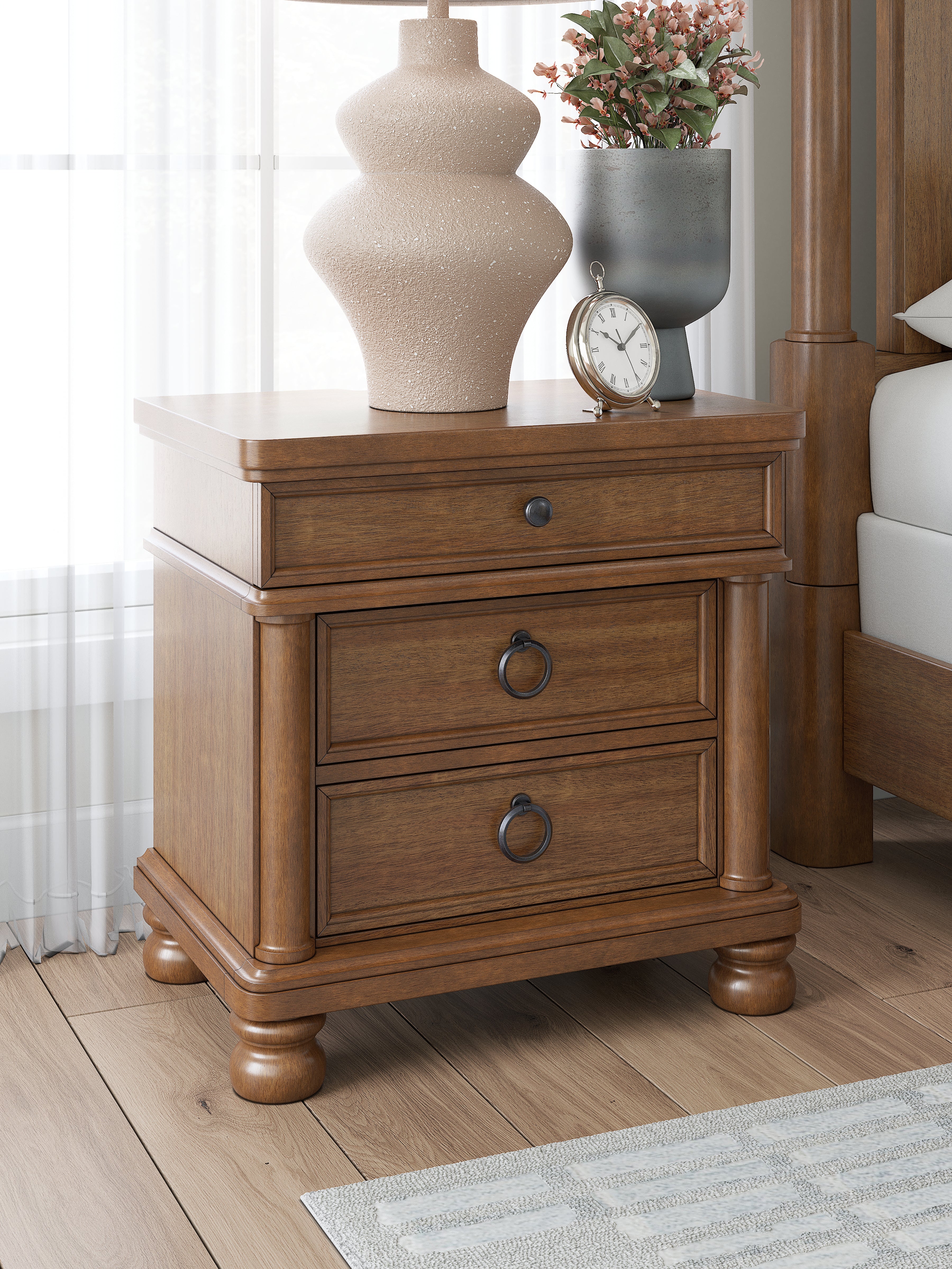 Sectionals for Less - Ashley Furniture - Rowlenstown Bedroom - Three Drawer Night Stand / Brown - PCB824-93