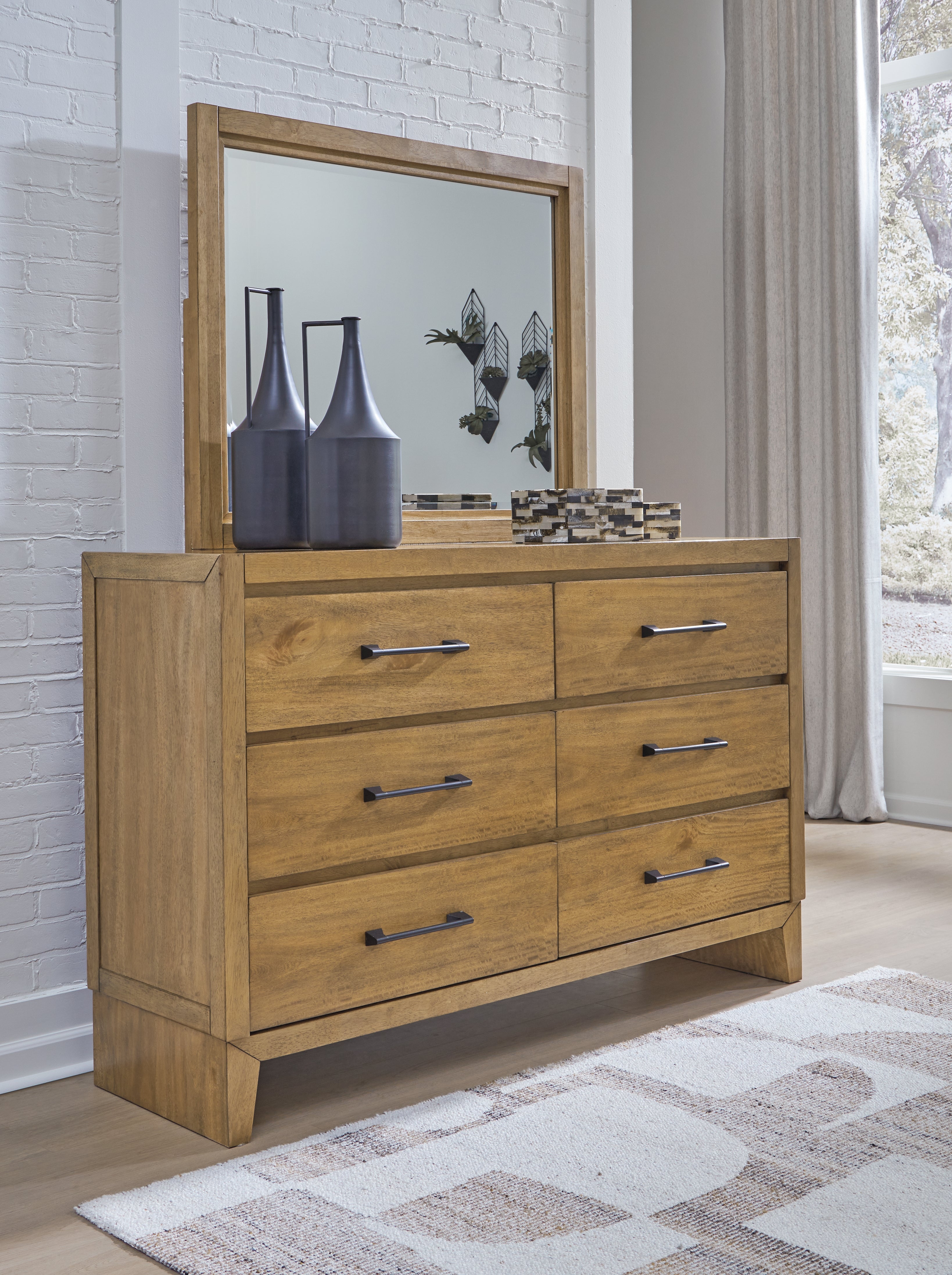 Sectionals for Less - Ashley Furniture - Sherbana Bedroom - Dresser and Mirror / Light Brown - B833B1