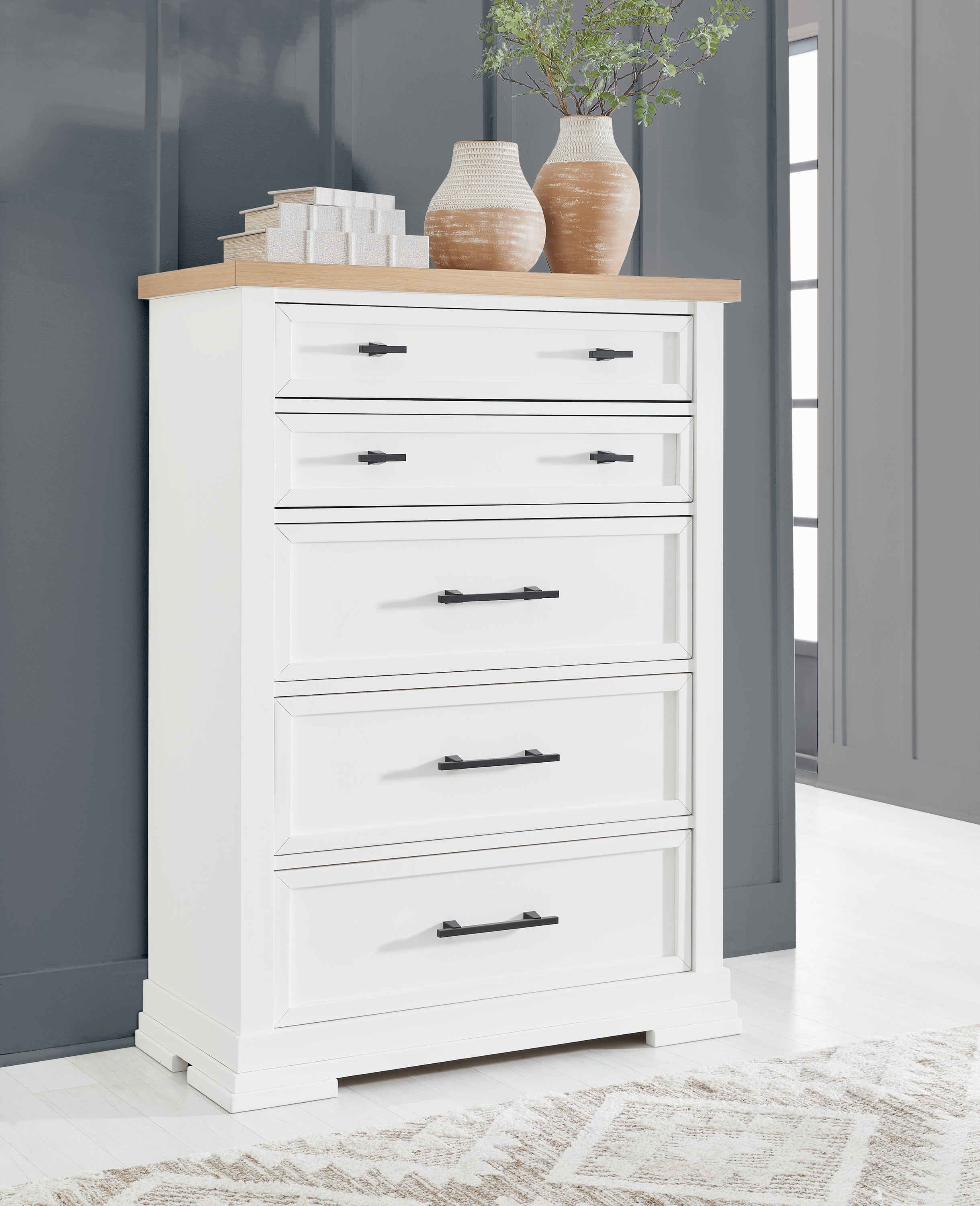 Sectionals for Less - Ashley Furniture - Ashbryn Bedroom - Five Drawer Chest / White/Natural - B844-46