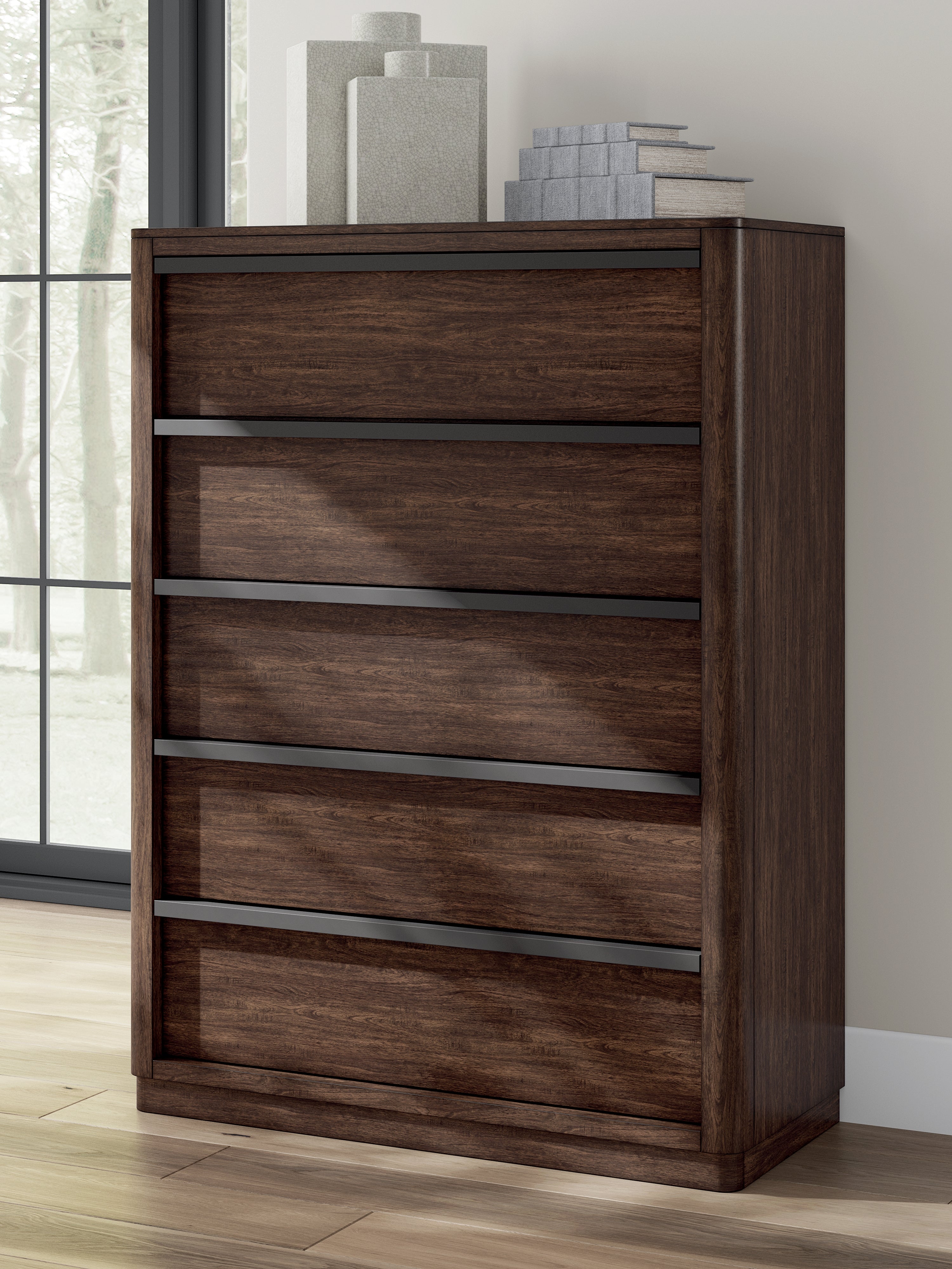 Sectionals for Less - Ashley Furniture - Dilenno Bedroom - Five Drawer Chest / Dark Brown - PCB857-46